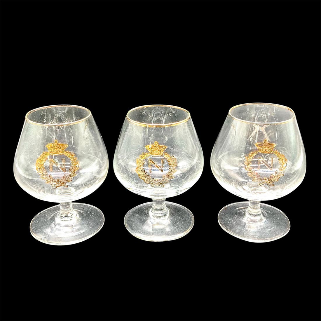 Trio Napoleon Glass Brandy Snifter Glasses Auction