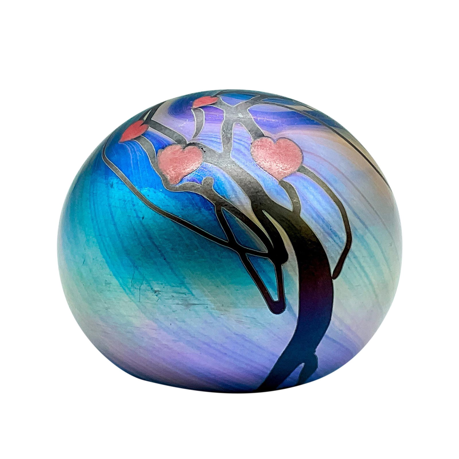 Vintage Glass Paperweight by James Lundberg, Hearts (1 of 3)