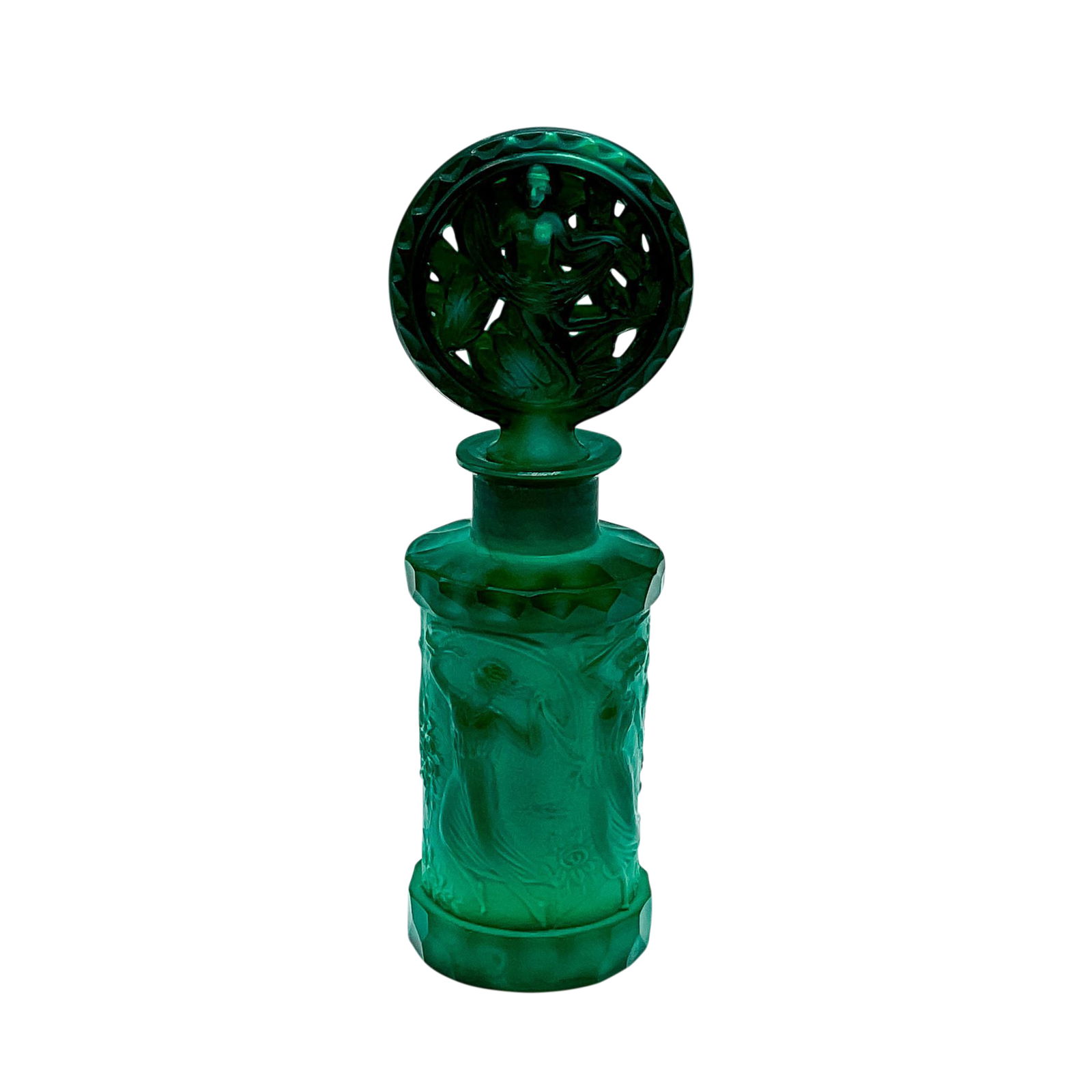 Bohemian Malachite Glass Perfume Bottle (1 of 3)