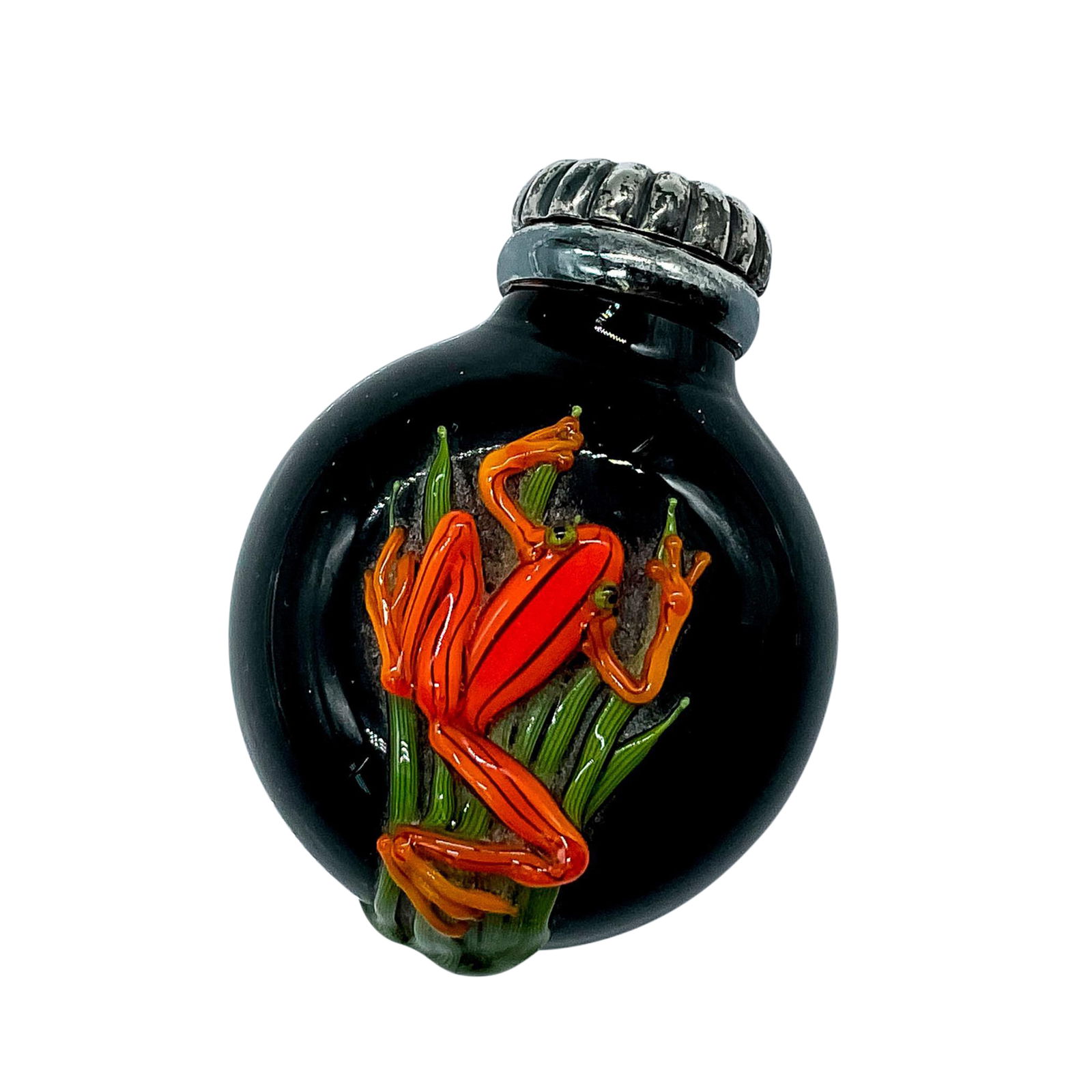 Vintage Miniature Frog Art Glass Snuff Bottle, Signed (1 of 3)