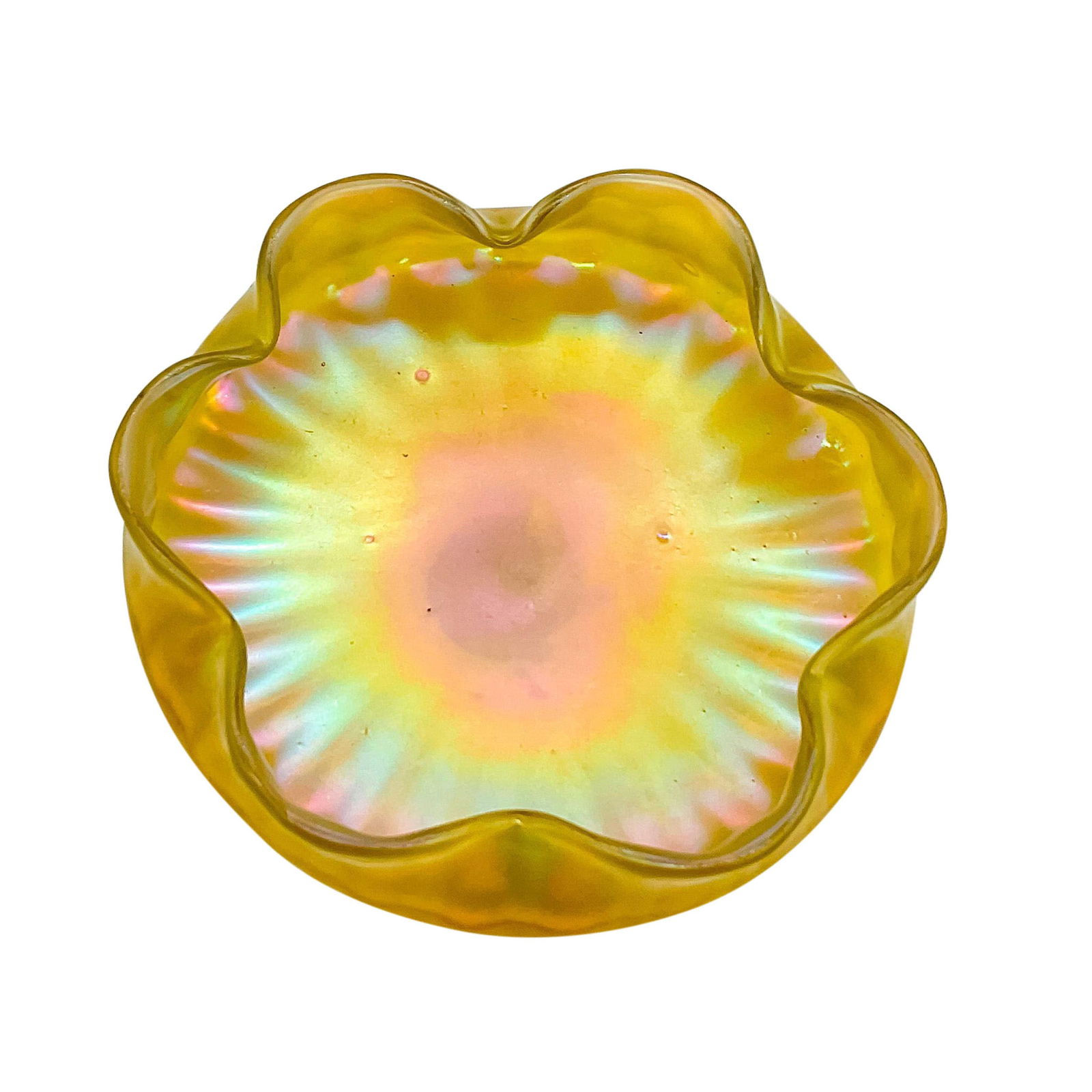 Vintage Yellow Glass Candy Dish Auction