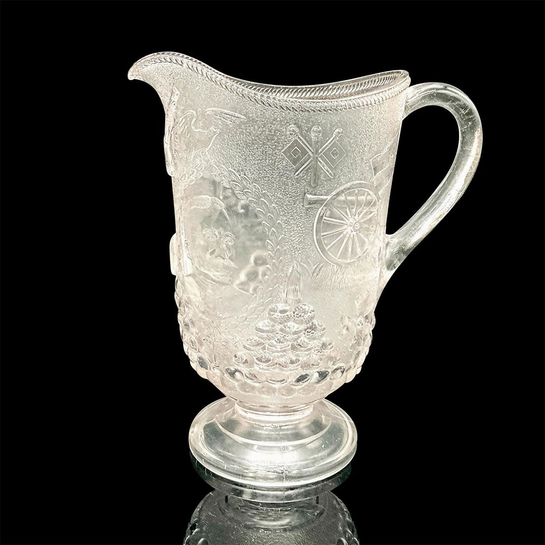 Antique American Pressed Glass Admiral Dewey Pitcher (1 of 3)