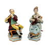 Pair of Early Staffordshire Pottery Musician Figurines