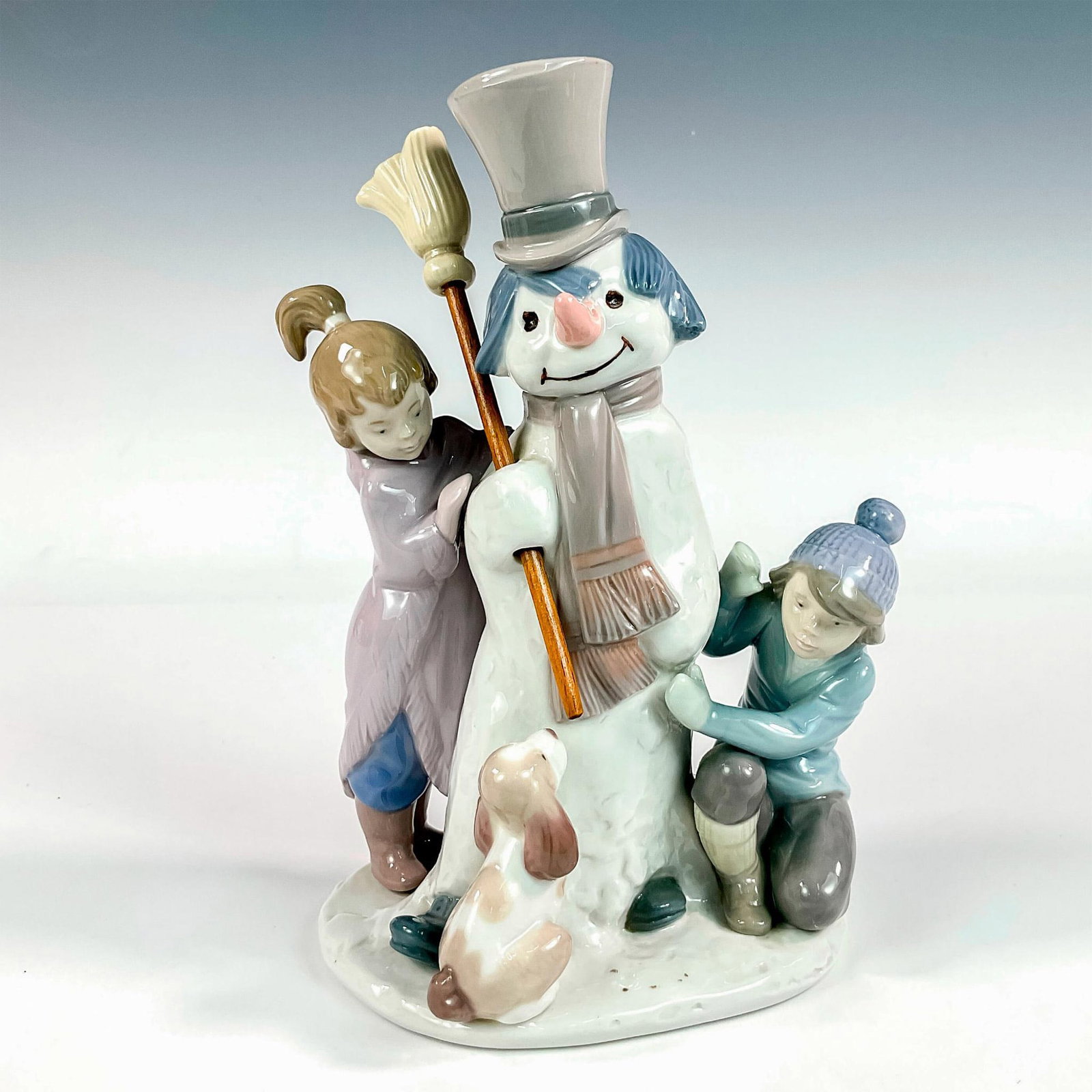 The Snow Man 1005713 - Lladro Porcelain Figurine: Glossy finish; Lladro backstamp. Artist: Francisco Catala Issued: 1990 - 2019 Dimensions: 8.25"H x 5"W Manufacturer: Lladro Country of Origin: Spain
