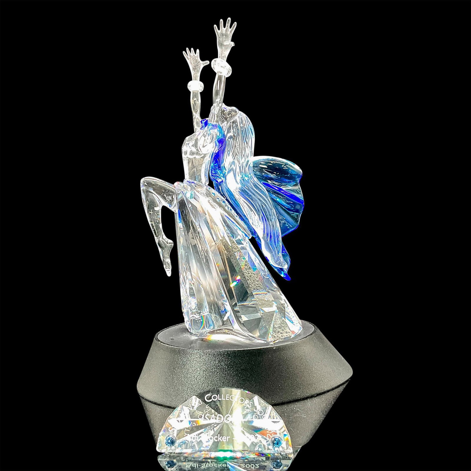 Swarovski Crystal Figurine SCS Isadora w/Base, Name Plaque: This annual edition Isadora was part of the trilogy, called Magic of Dance. This exquisite figure was designed to represent real life dancer, Isadora Duncan. She is made of brilliant clear crystal whi