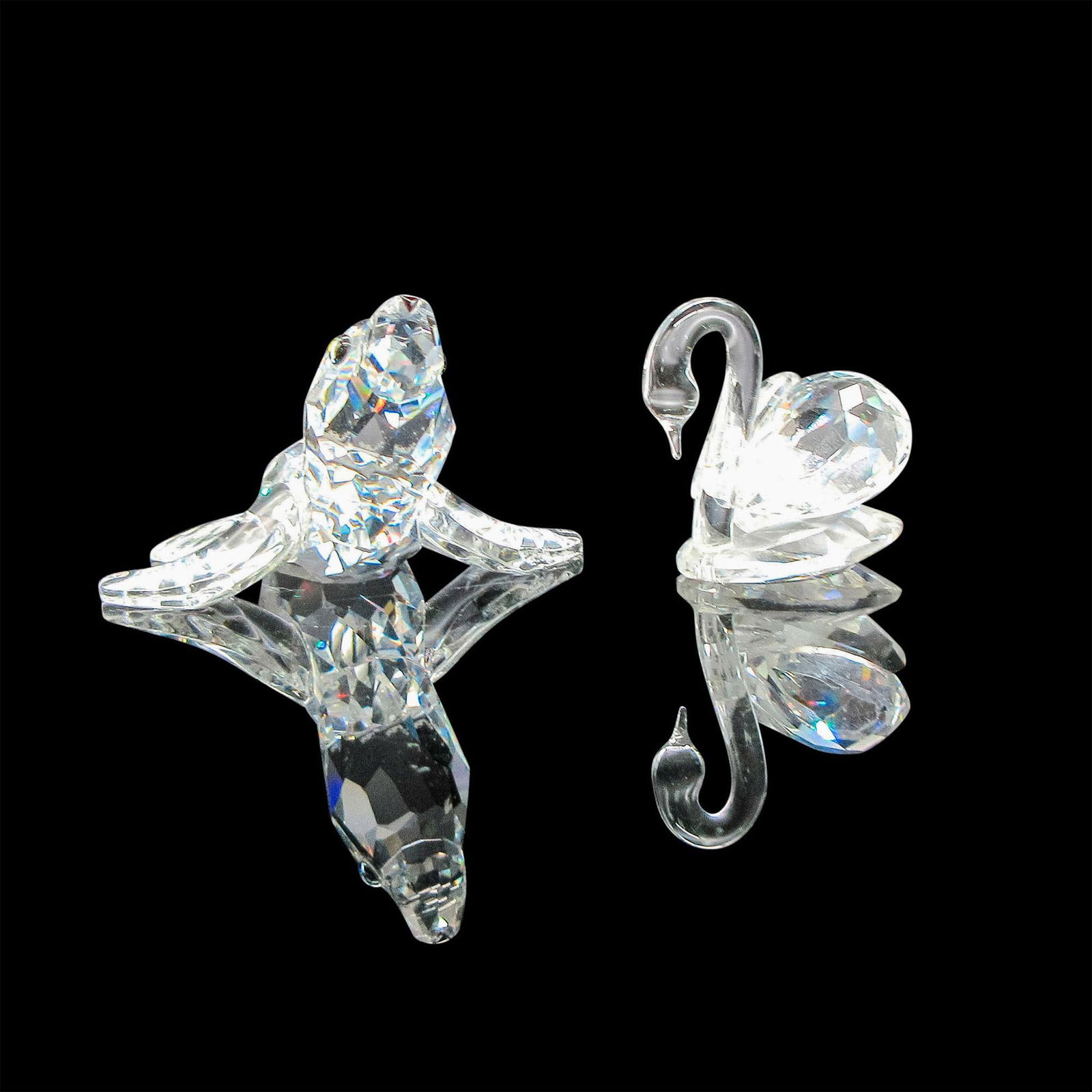 2pc Swarovski Crystal Figurines, Baby Sea Lion and Mini Swan (1 of 3)