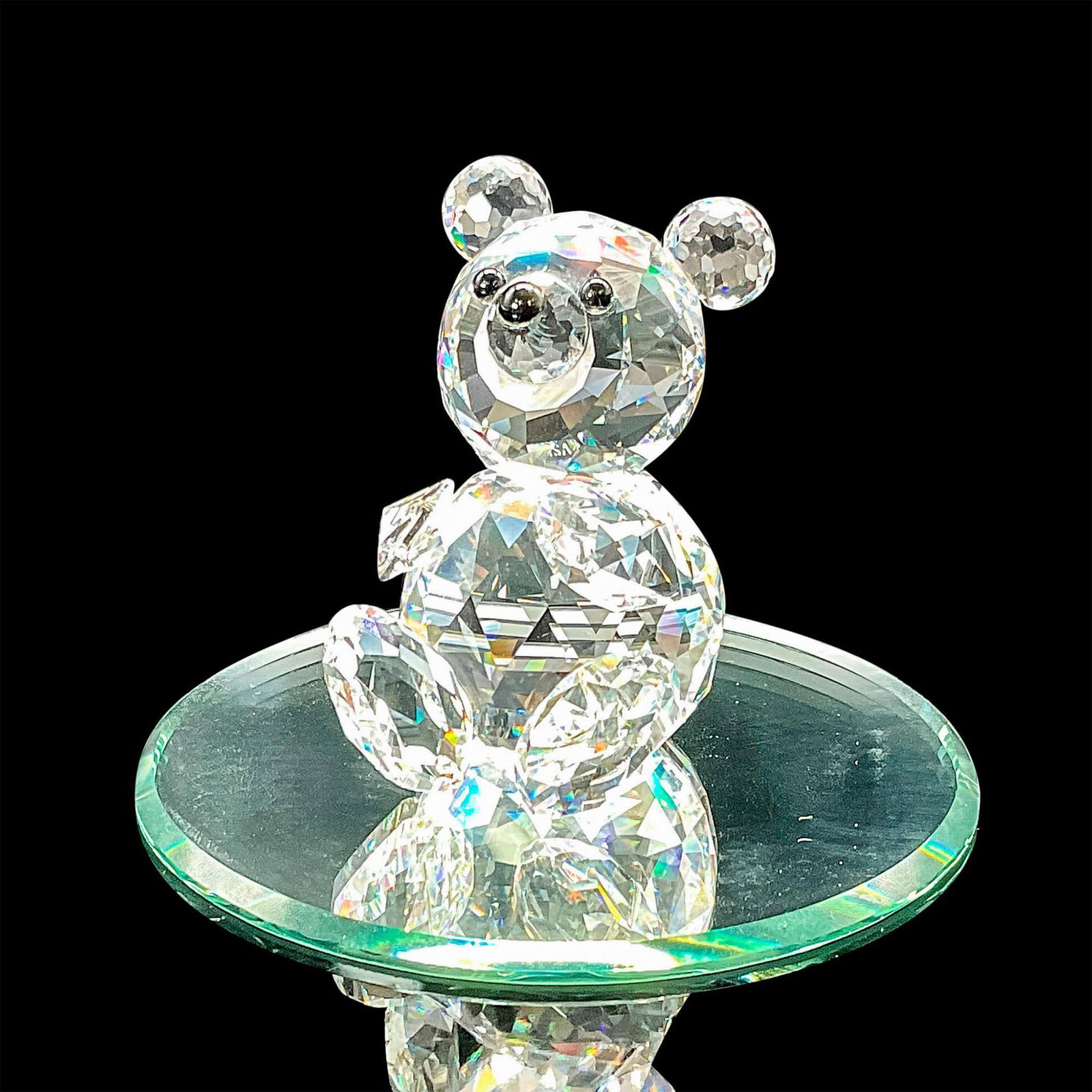 2pc Swarovski Silver Crystal Figurine + Base, Small Bear (1 of 3)