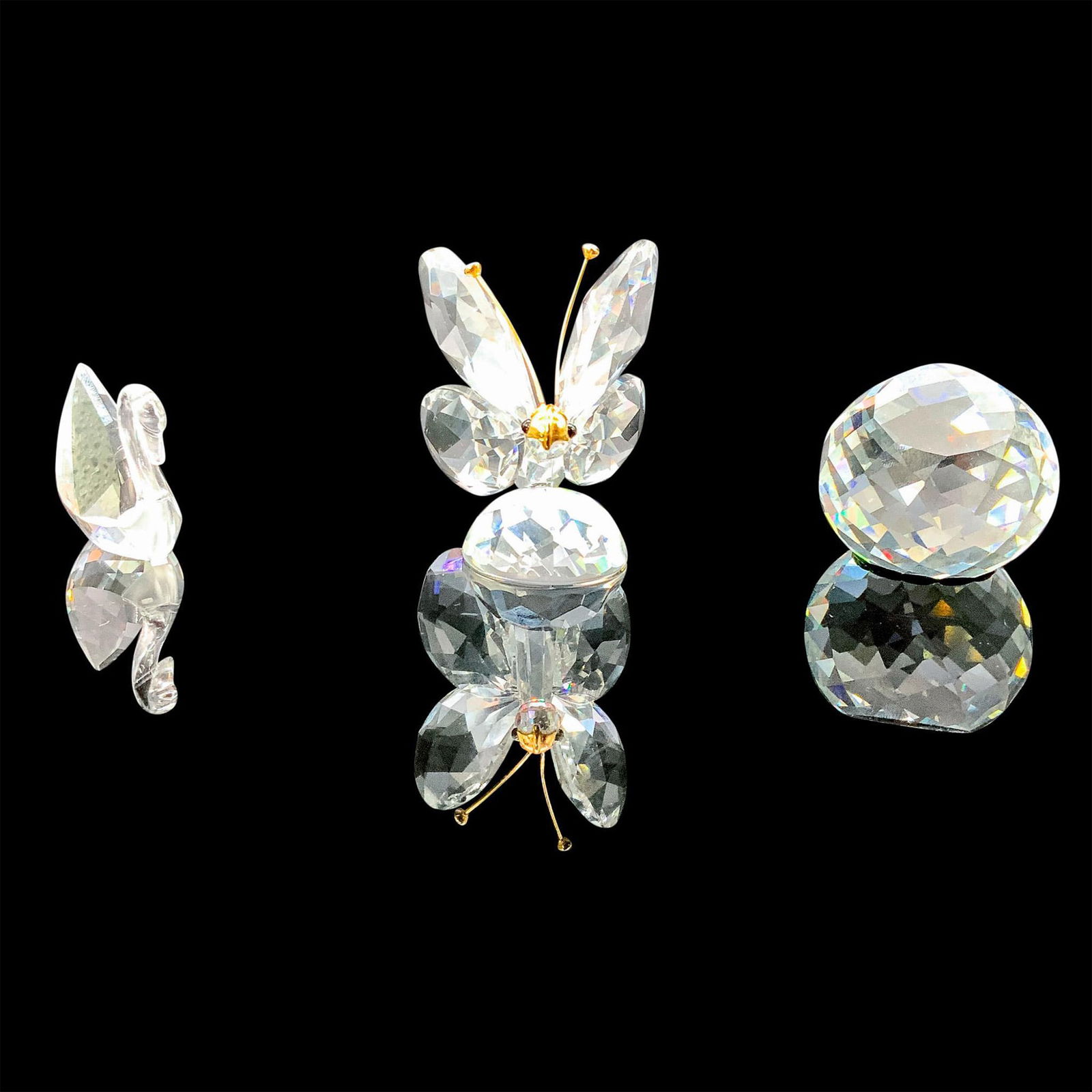 3pc Swarovski Crystal Figurines Swan, Butterfly, SCS Sign (1 of 3)