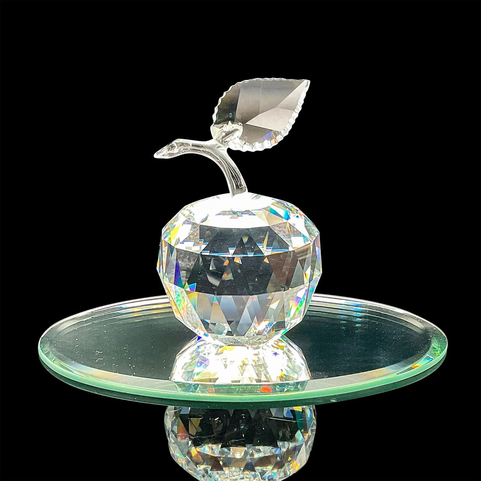 2pc Swarovski Silver Crystal Figurine + Base, Apple (1 of 3)