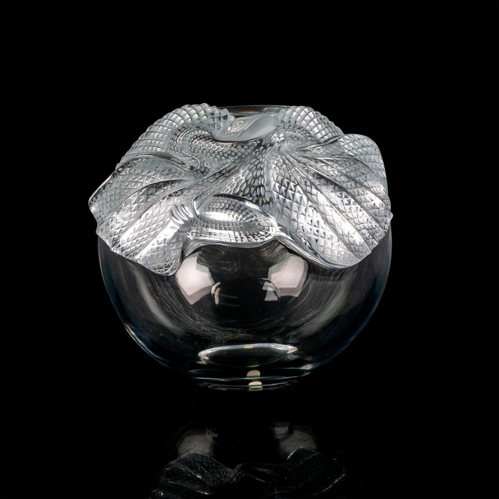 Lalique Crystal Round Vase, Erimaki (1 of 4)