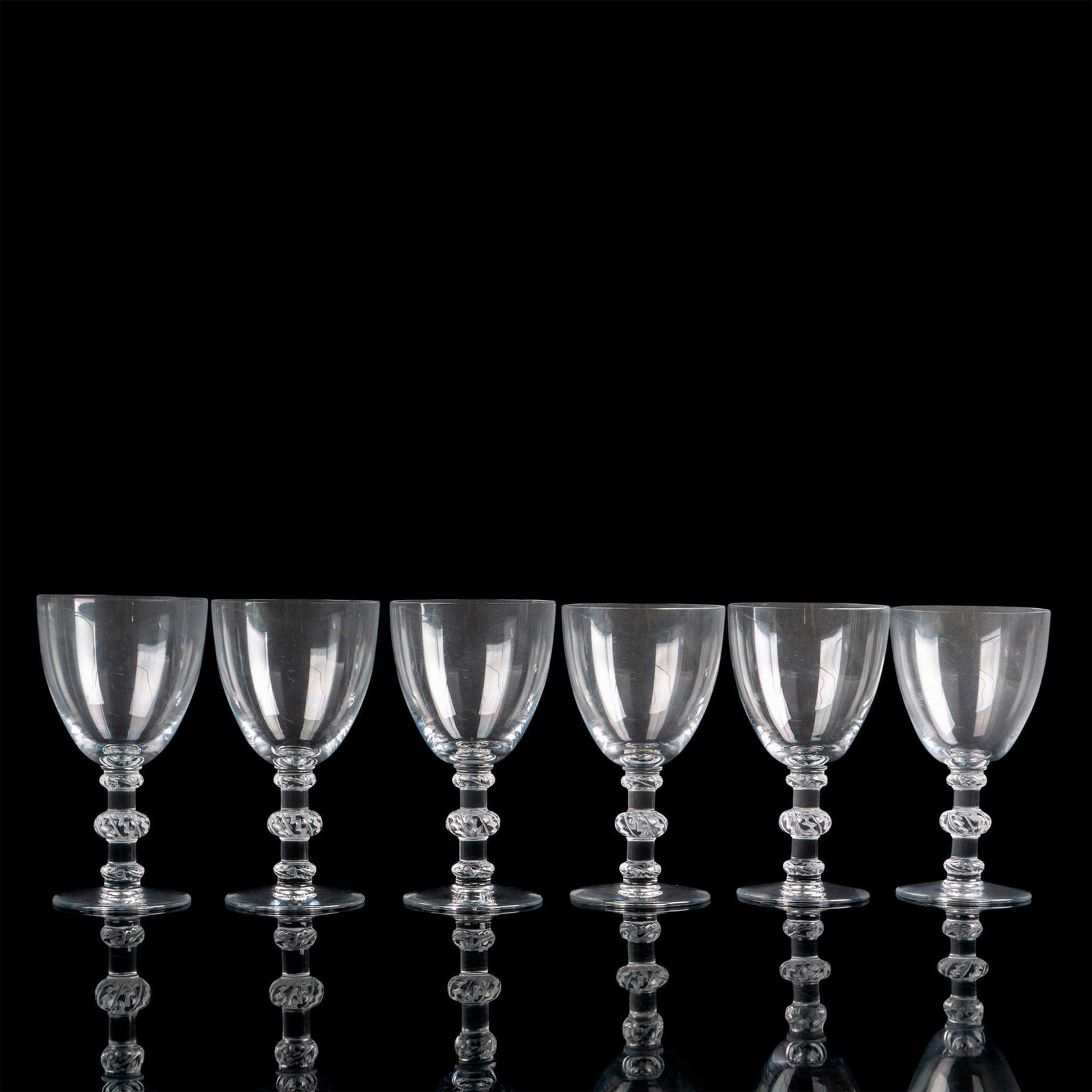 6pc Lalique Glass Water Goblets, Saint Hubert (1 of 3)