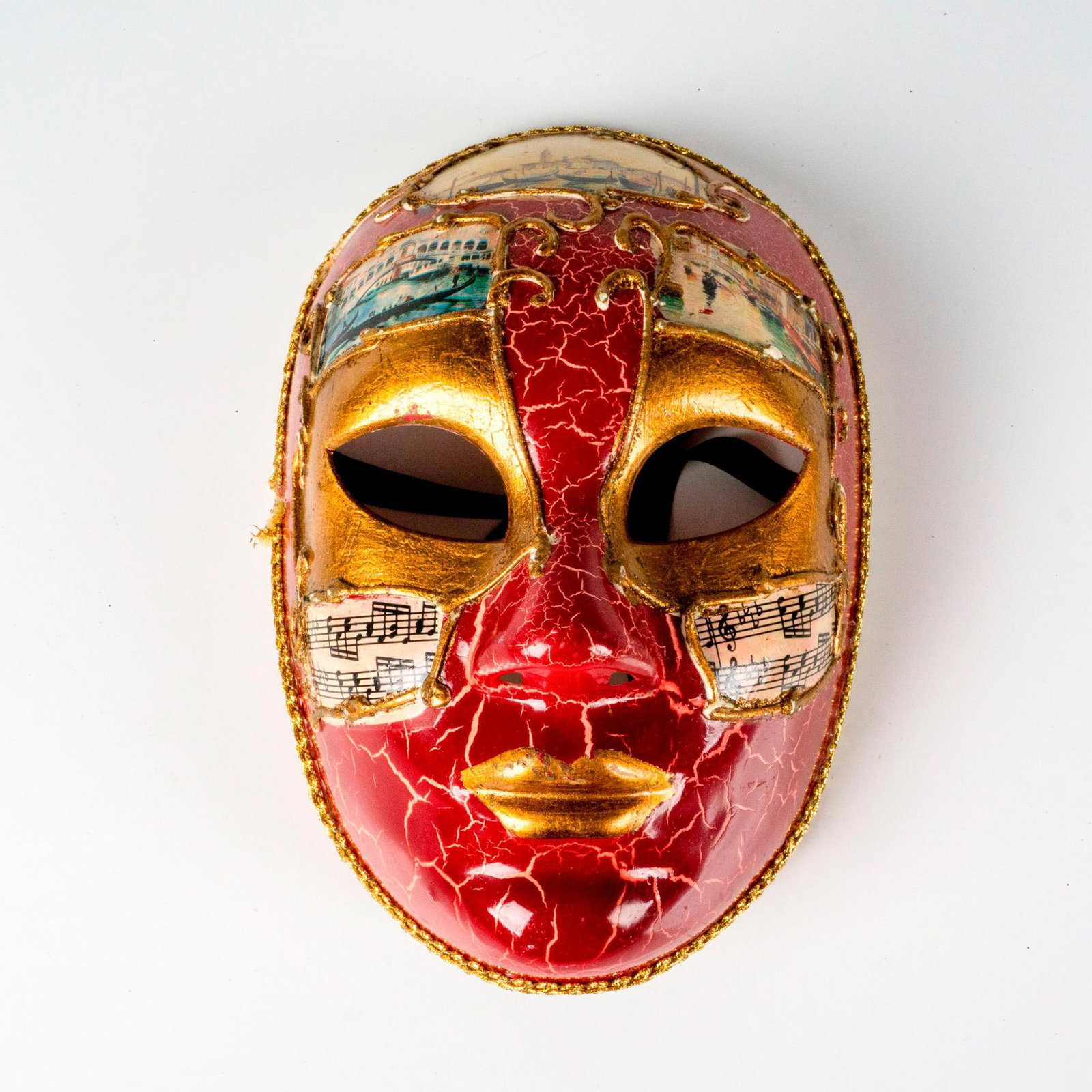 Venetian Mask, Red and Gold, Musical Notes (1 of 2)