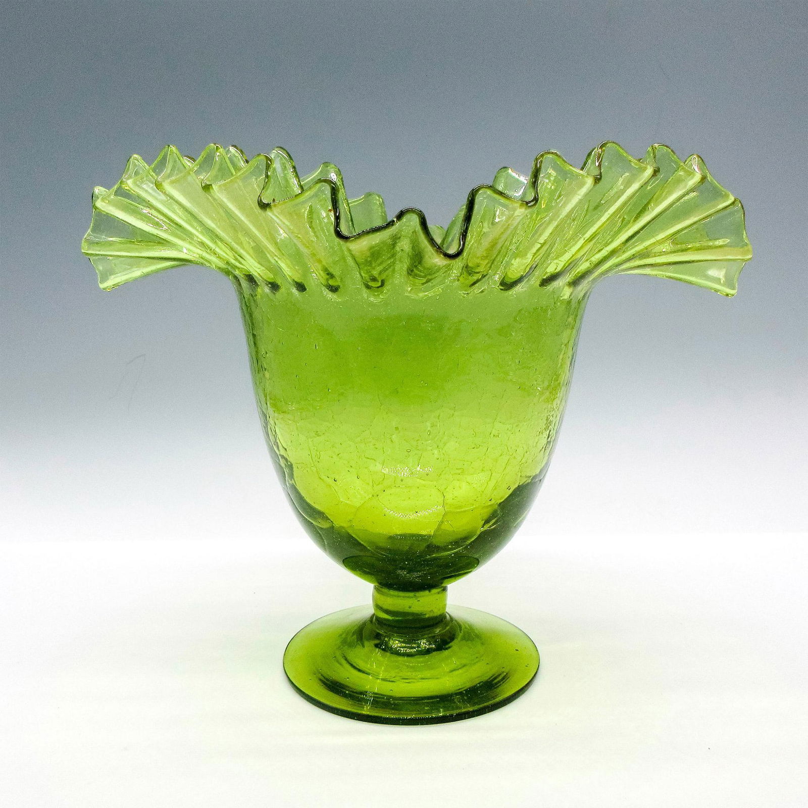 Blenko Ruffled Crackle Glass Vase (1 of 3)