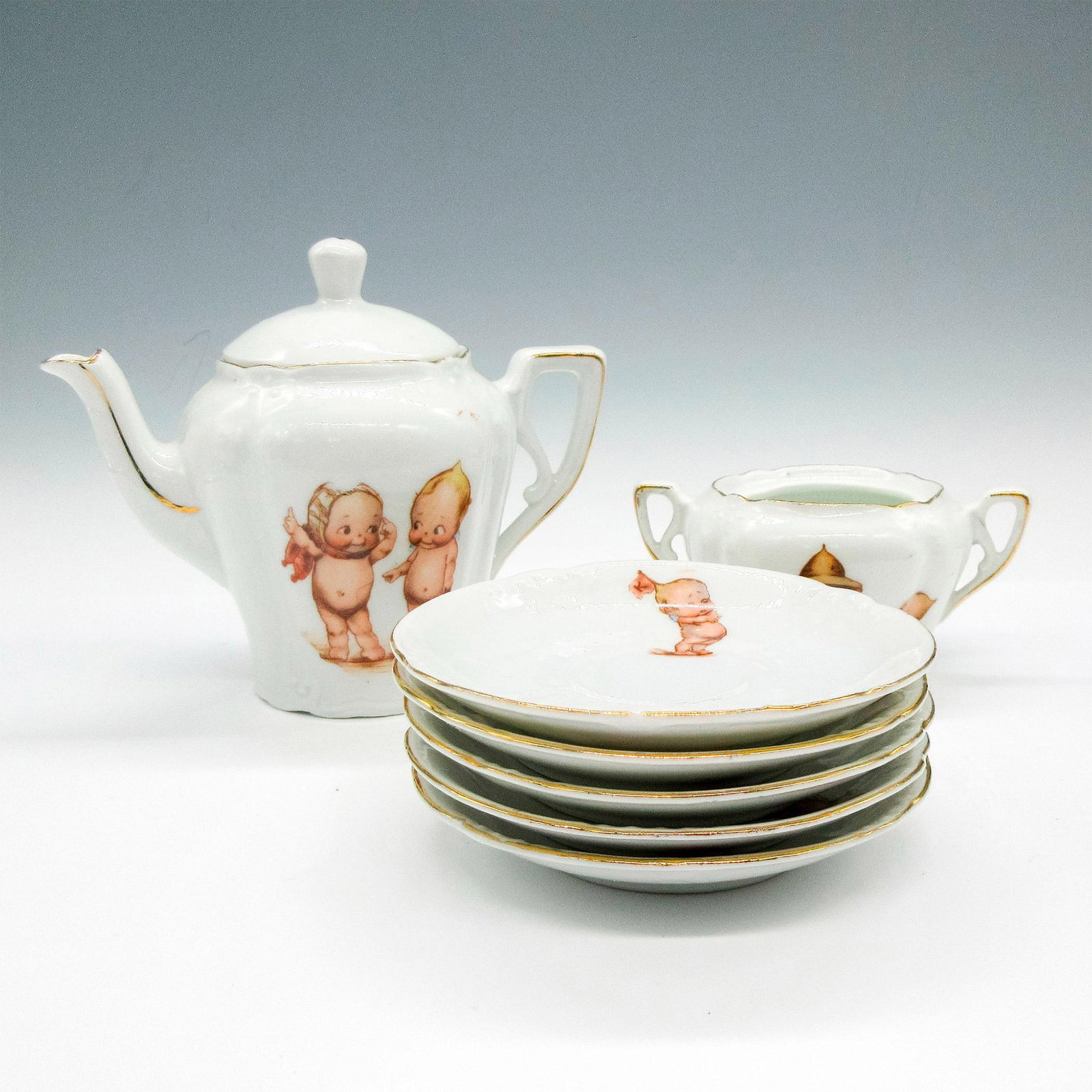 7pc Rose O'Neill Wilson Bavaria Children's Kewpie Tea Set (1 of 3)