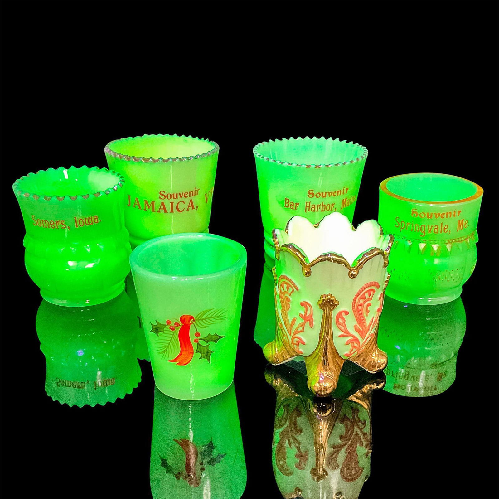 6pc Grouping Uranium Milk Glasses (1 of 3)