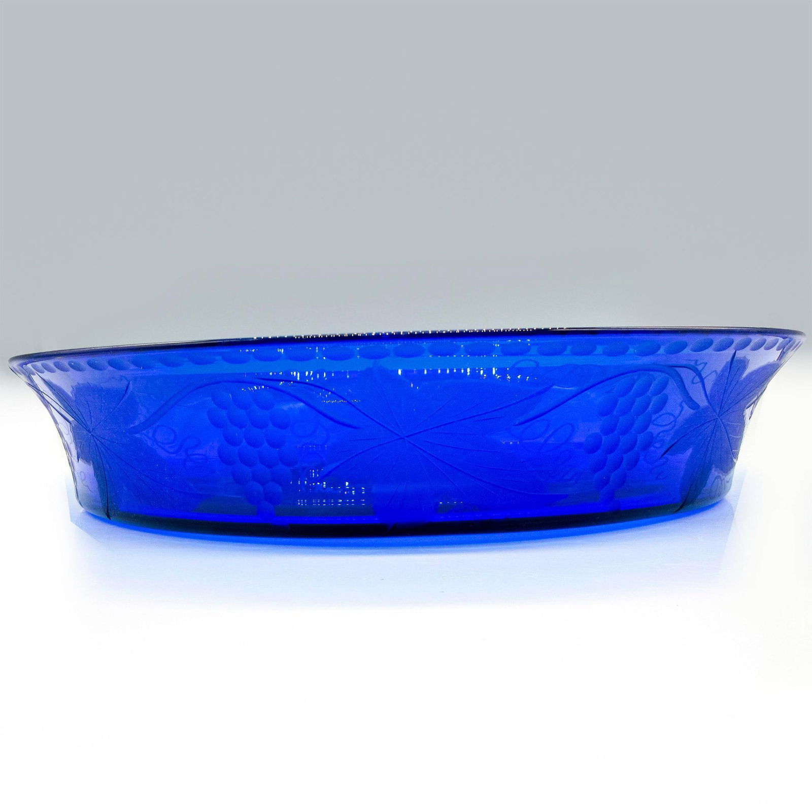 Vintage Cobalt Blue Glass Round Serving Tray (1 of 3)