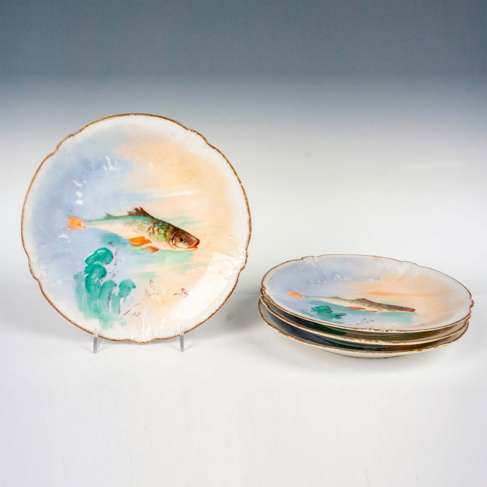 4pc Leob Hinds Mexico Limoges Porcelain Fish Plates (1 of 3)