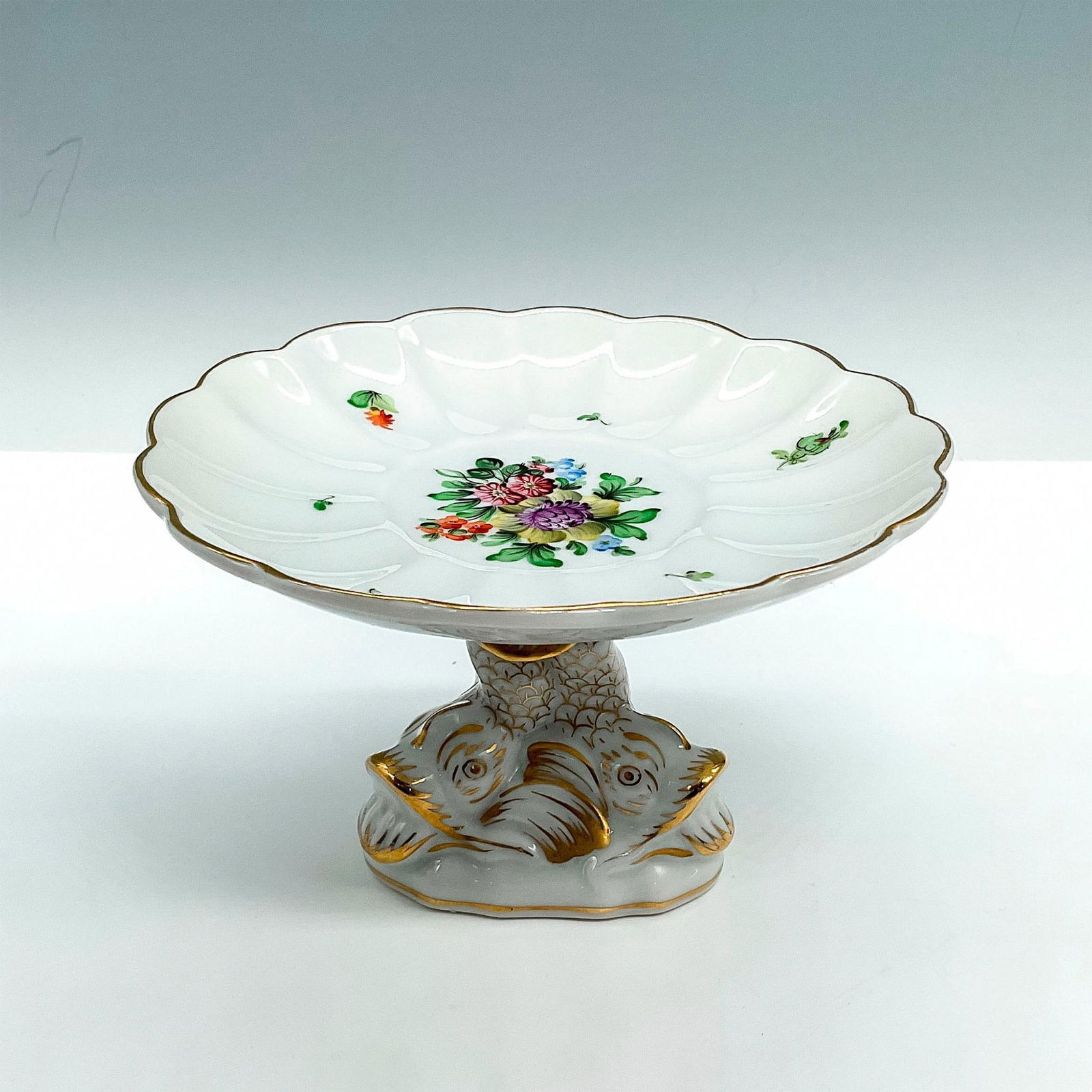 Herend Porcelain Compote with Dolphin Stand (1 of 2)