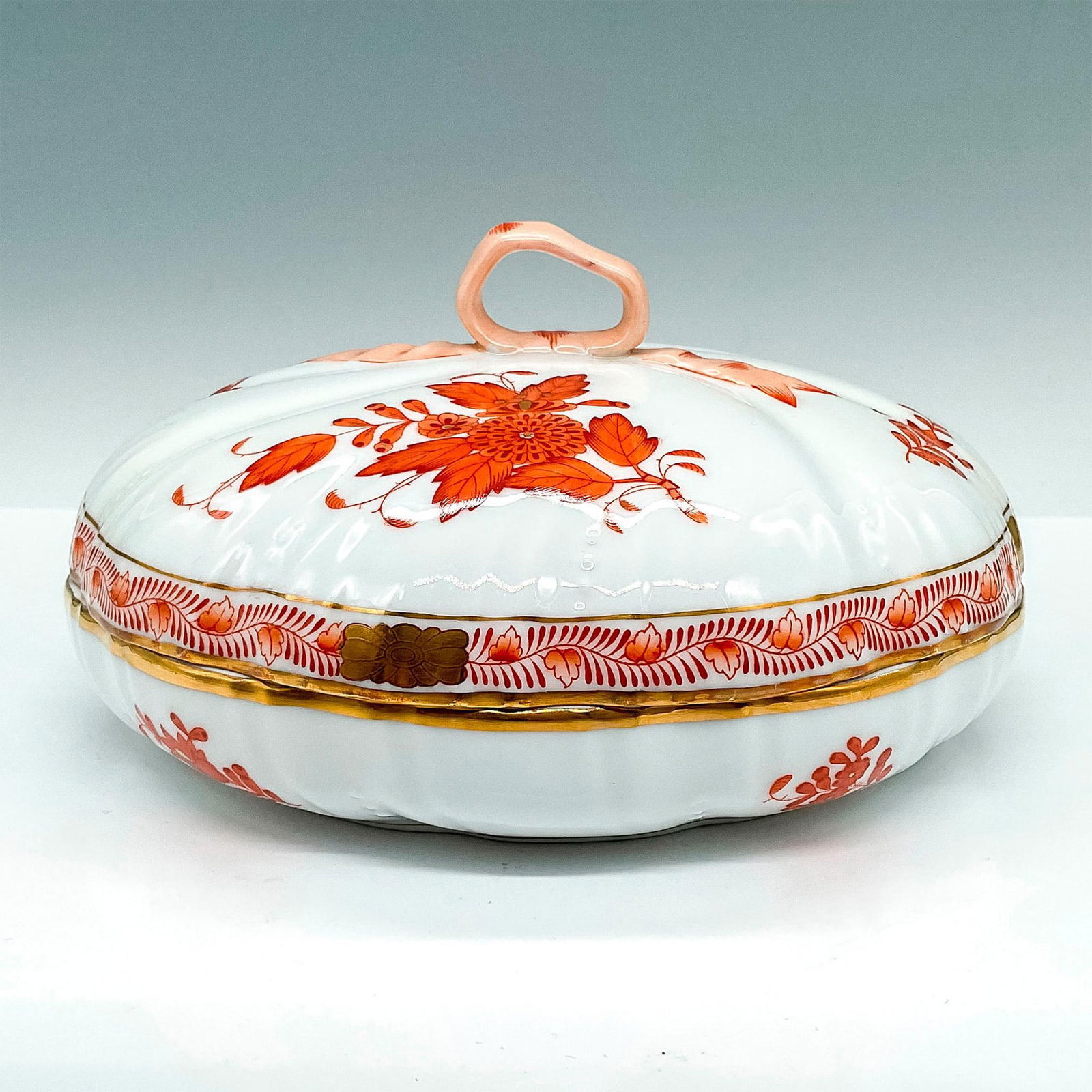 Herend Porcelain Covered Dish, Rust Chinese Bouquet (1 of 3)