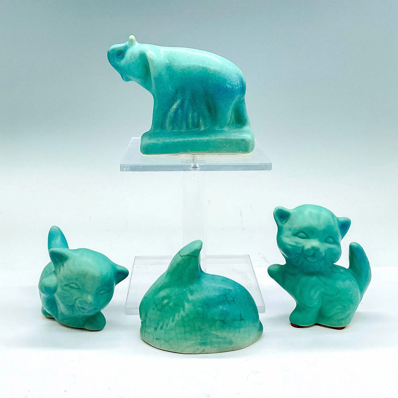 4pc Van Briggle Pottery Figures, Cats, Rabbit and Elephant (1 of 3)