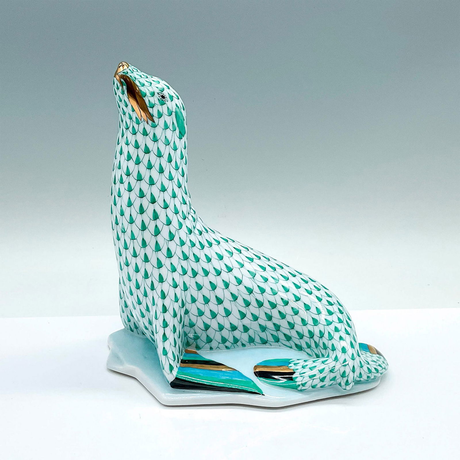 Herend Porcelain Green Figurine, Seal (1 of 3)