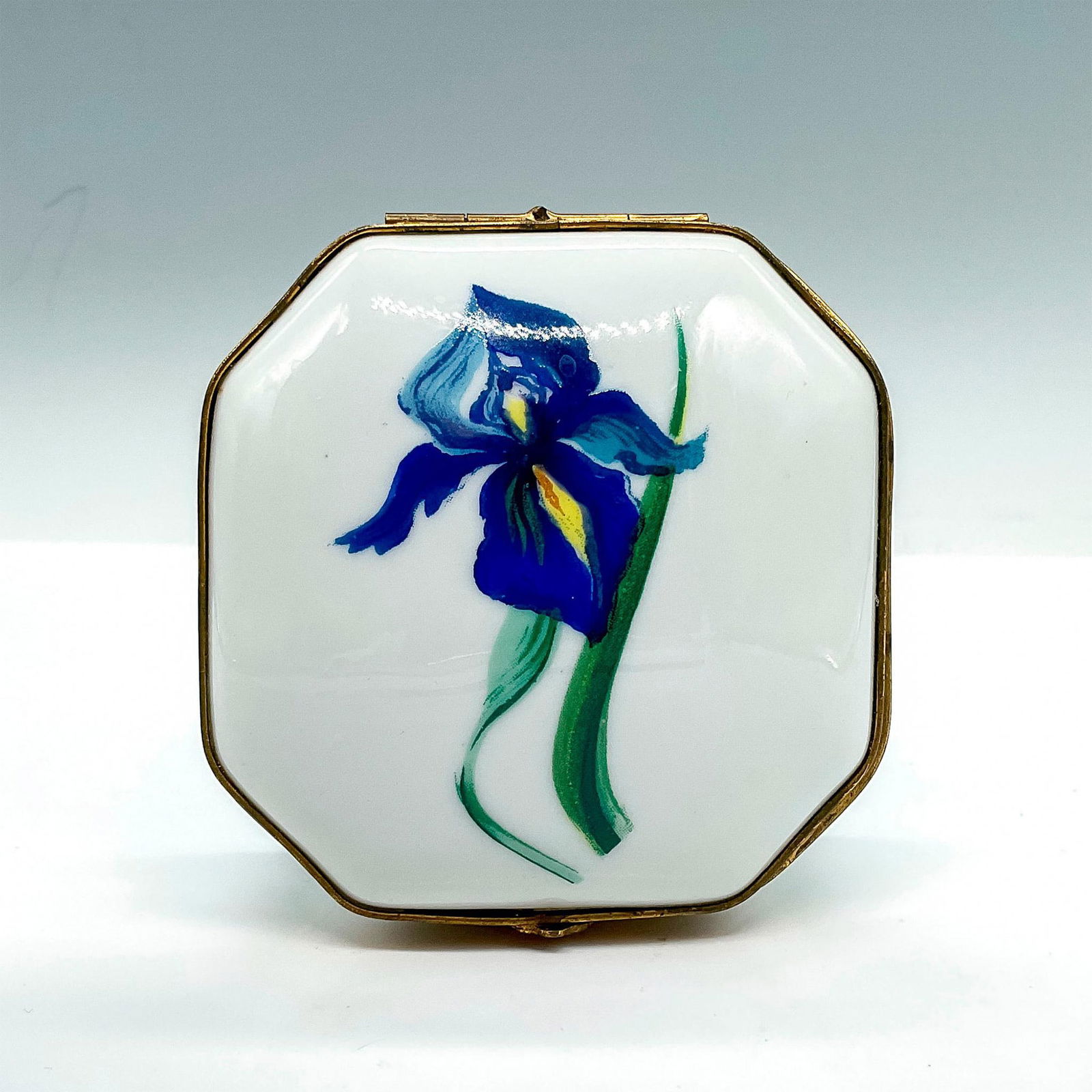 Limoges Porcelain Charm Box, Blue Iris (1 of 3)