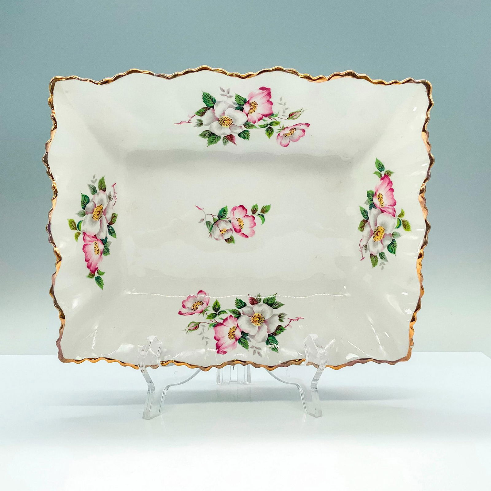 Old Foley Pink Floral Serving Tray (1 of 3)