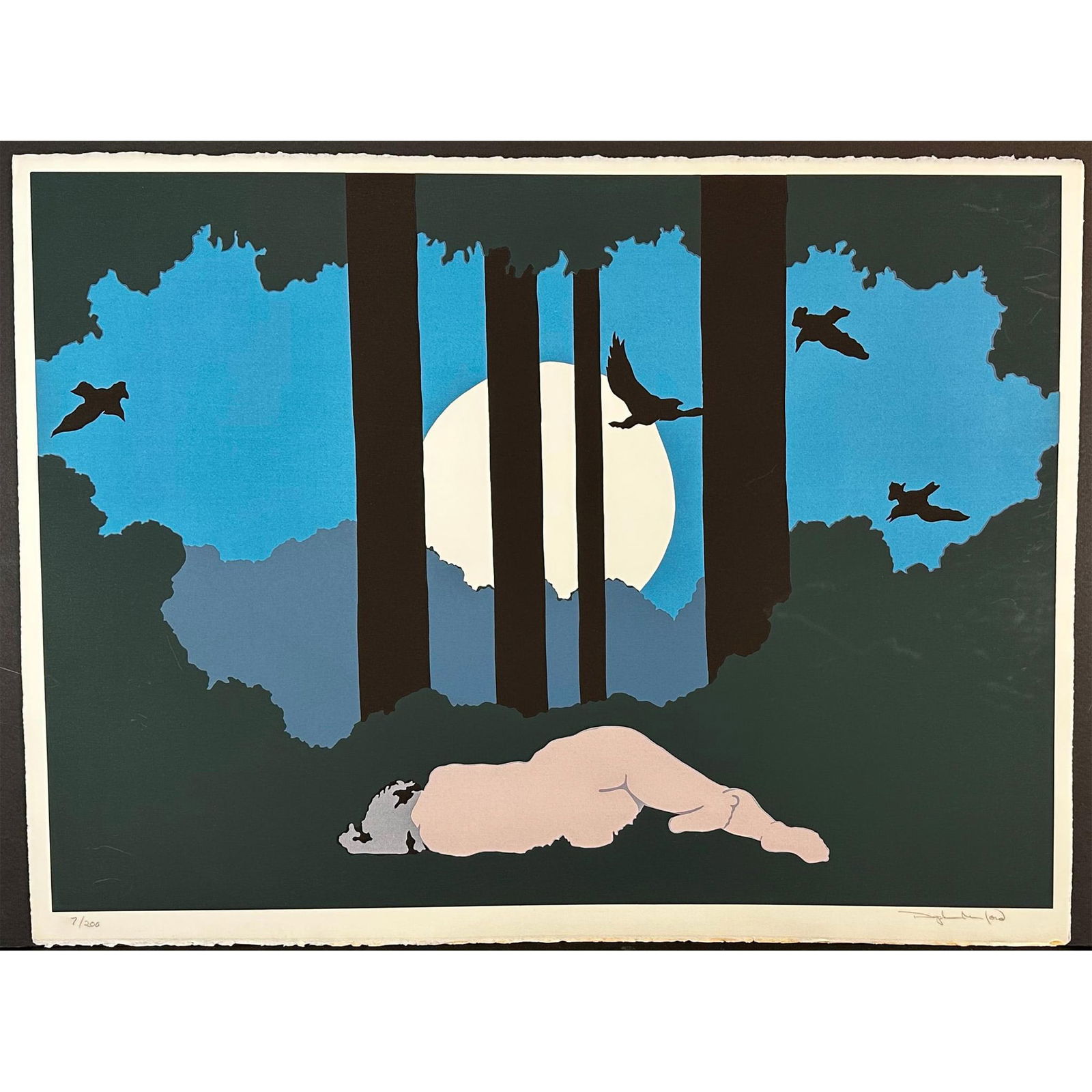 Daphne Mumford (American) 1935 Screenprint Moonlight, signed (1 of 4)