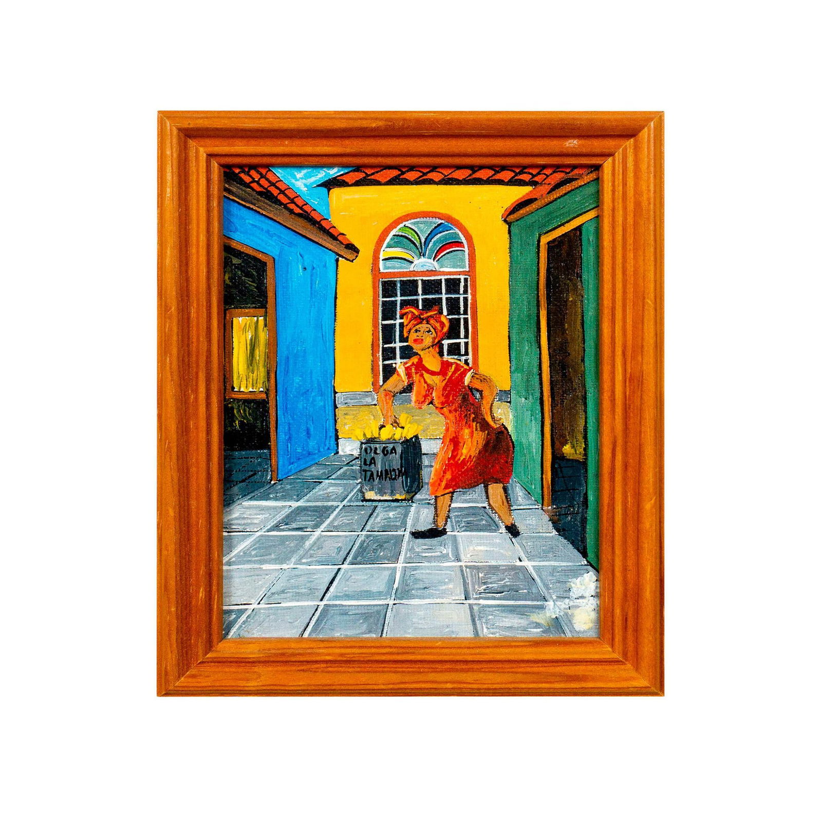 Framed Art Print on Board, Lady with Basket (1 of 4)