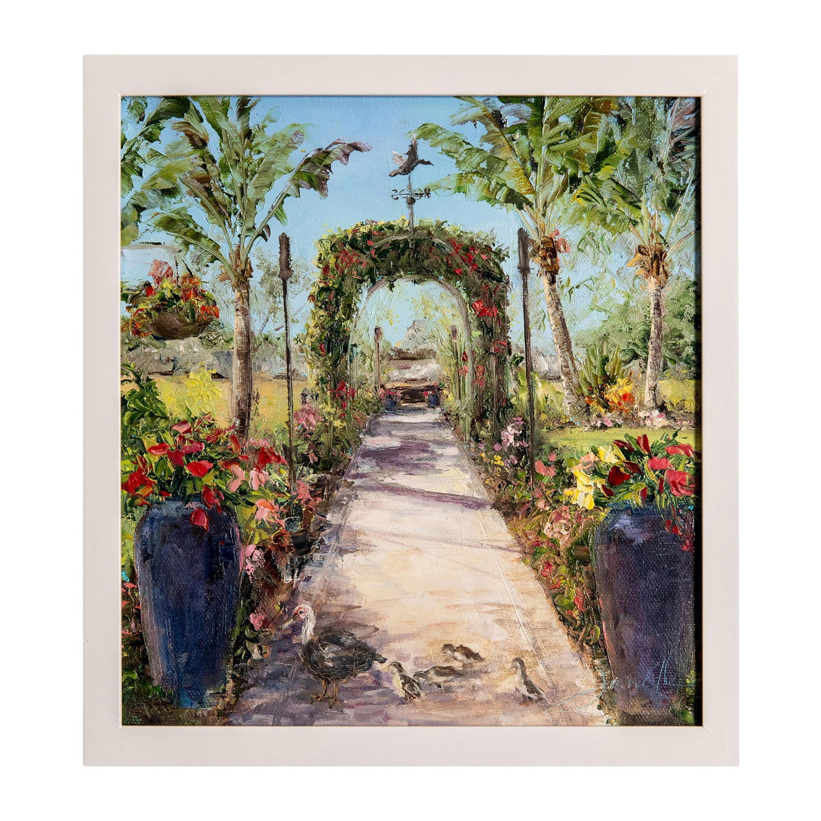 Jan Ellen (American) Oil Painting, Garden Path, Signed (1 of 4)