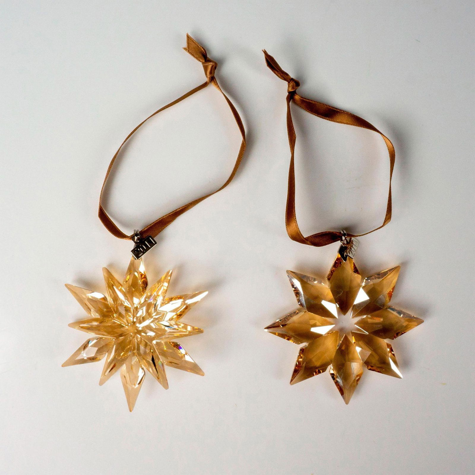 2pc Swarovski Crystal Christmas Ornaments Auction