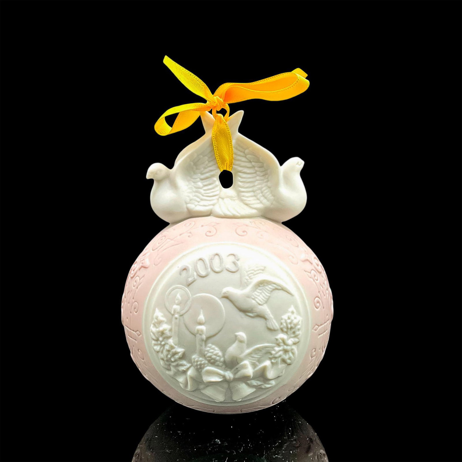 2003 Christmas Ball 1016727 - Lladro Porcelain Ornament: Re-Deco finish; Lladro backstamp. Includes original box measuring 5"L x 4"W x 4.5"H. Artist: Juan Carlos Ferri Herrero Issued: 2003 - 2003 Dimensions: 4.25"H x 3.25"W Manufacturer: Lladro Country of O