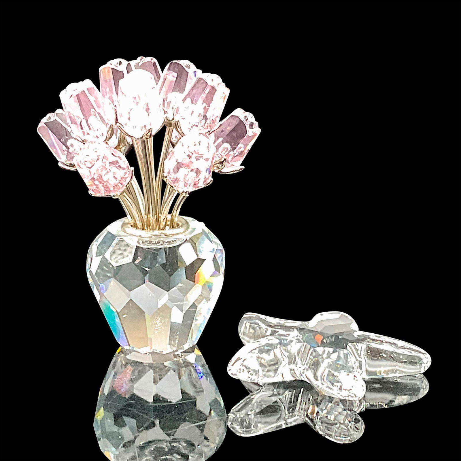 2pc Swarovski Crystal Figurines, Starfish and Vase w/Roses (1 of 3)