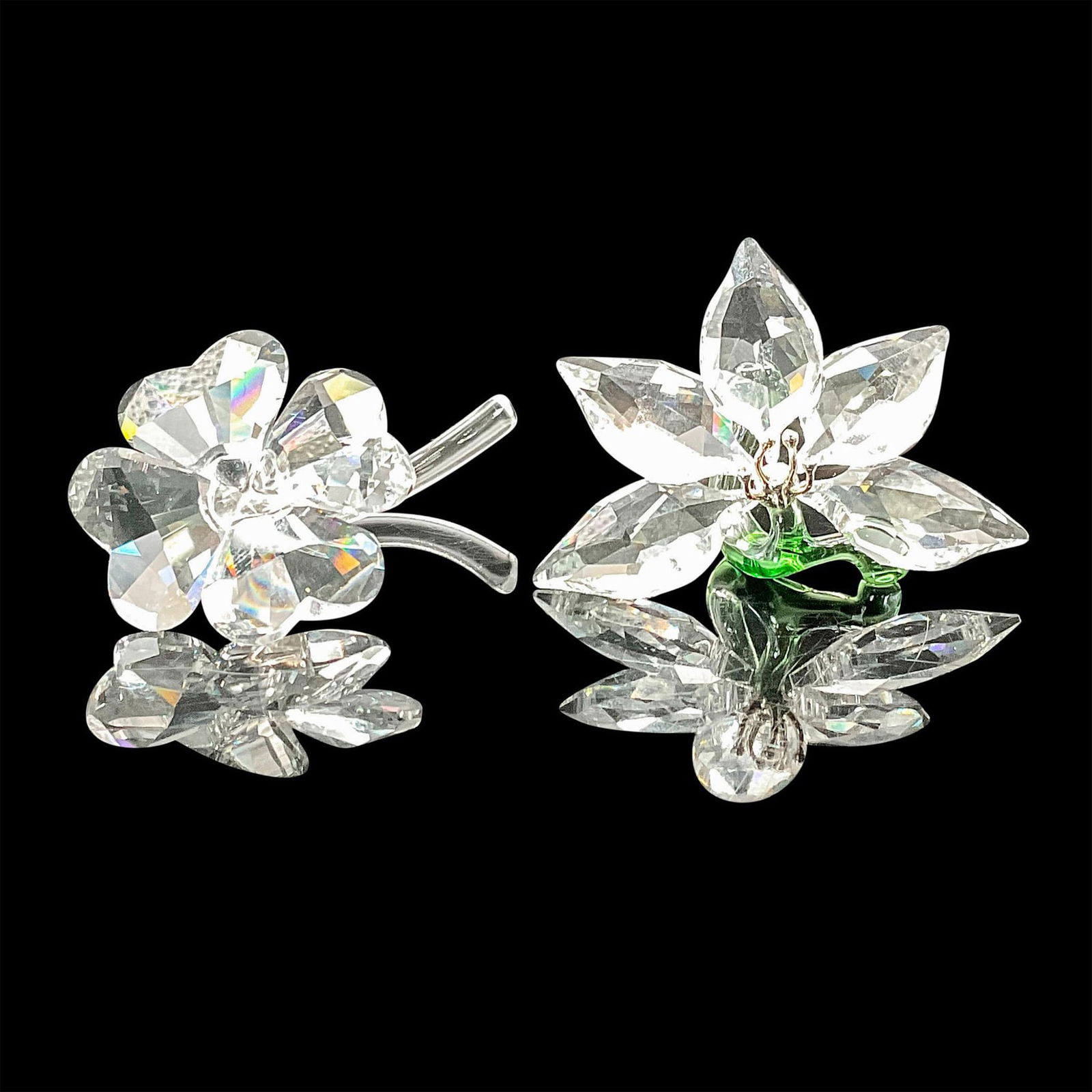 2pc Swarovski Crystal Figurines, Orchid and 4 Leaf Clover (1 of 3)