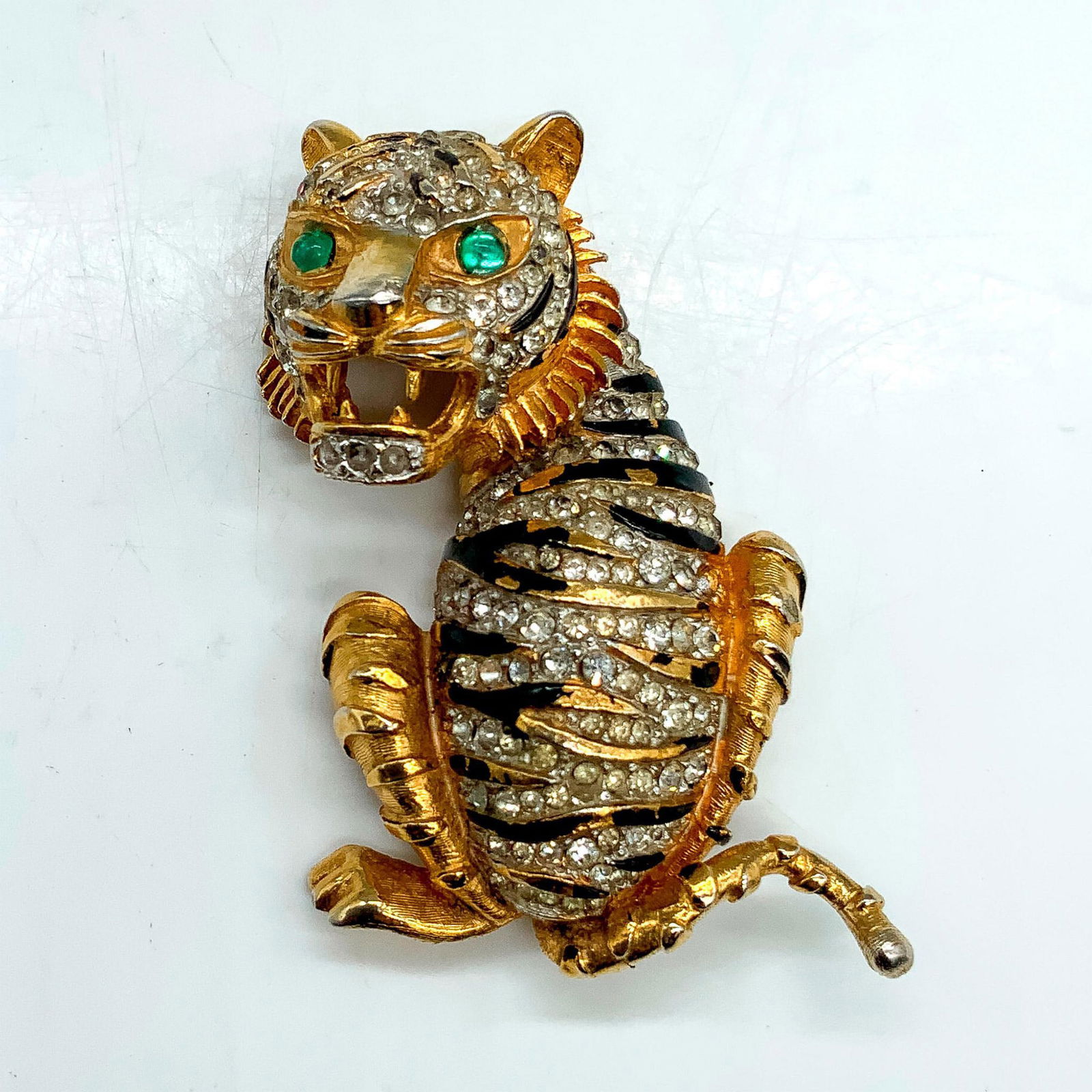 Kenneth Jay Lane Gold Plated Tiger Brooch Pin (1 of 2)