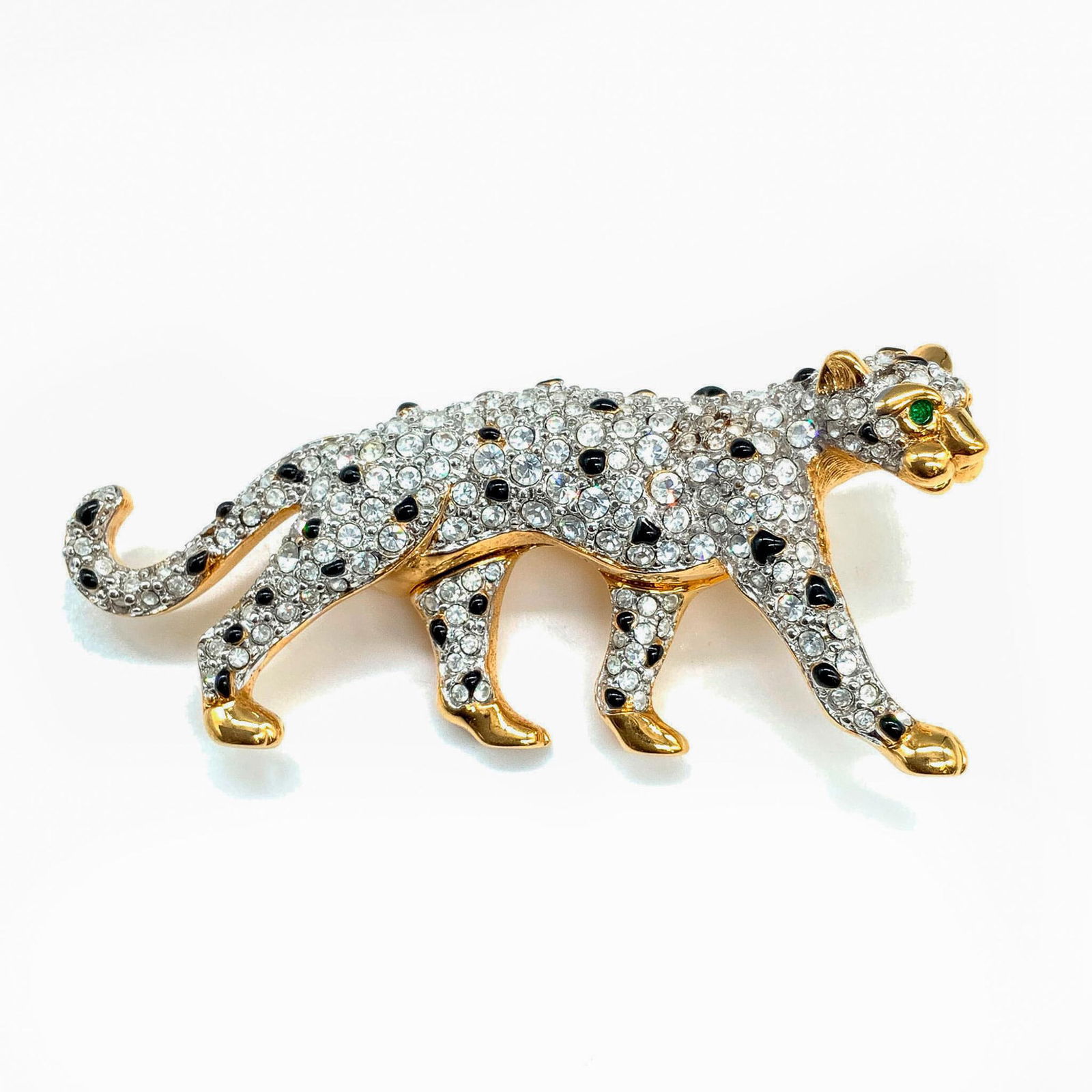 Swarovski Crystal Gold Tone Leopard Brooch Pin (1 of 2)