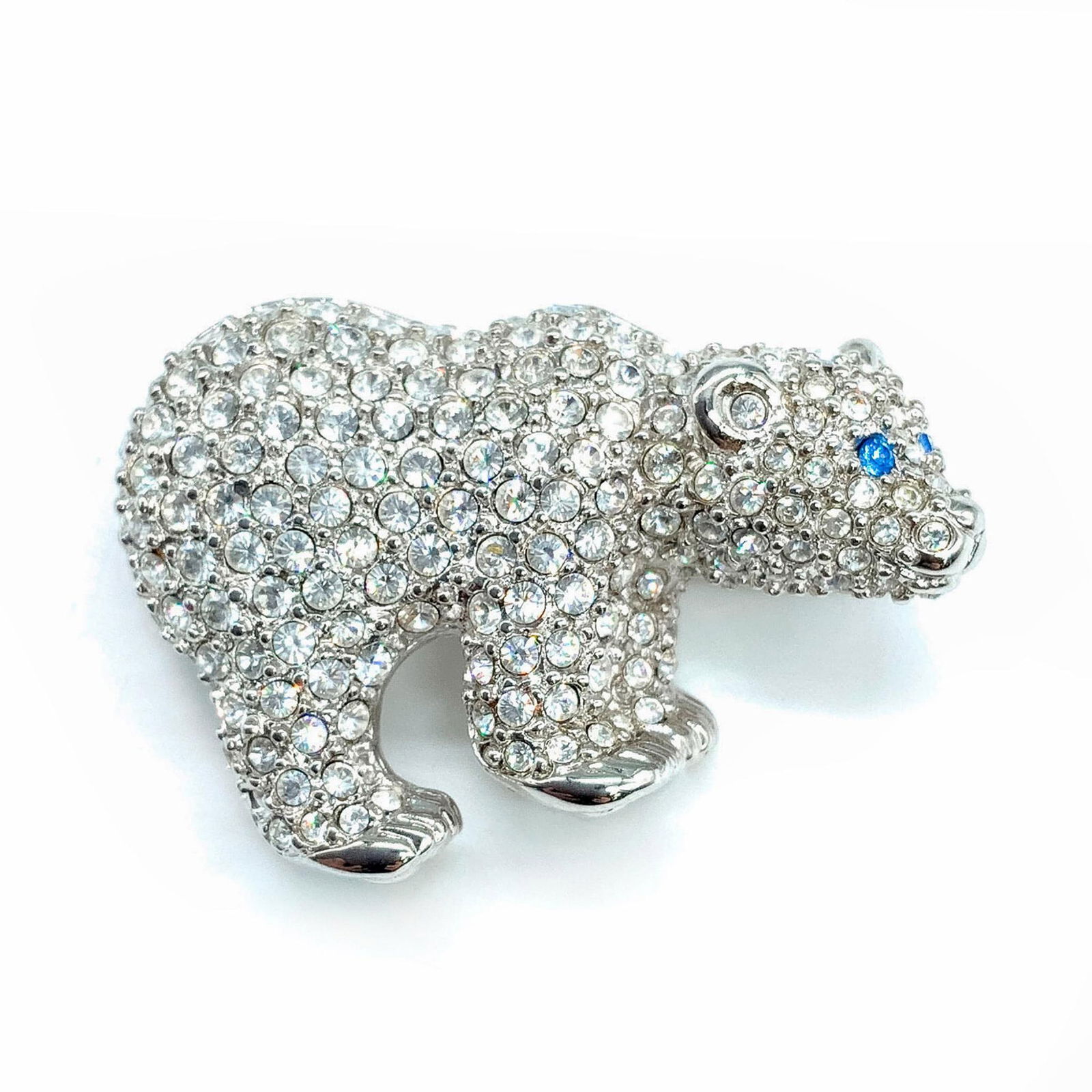 Swarovski Crystal Silver Tone Polar Bear Brooch Pin (1 of 2)
