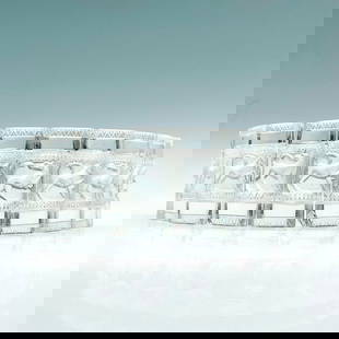 Rene Lalique (French, 1860-1945) 11 Glass Bracelet Beads, Griffons: Eleven clear rectangular glass beads for elastic bracelet designed by Rene Lalique in 1928. Bas relief design exhibits a revolving chevron bordered register with Griffons contained within. Each bead m