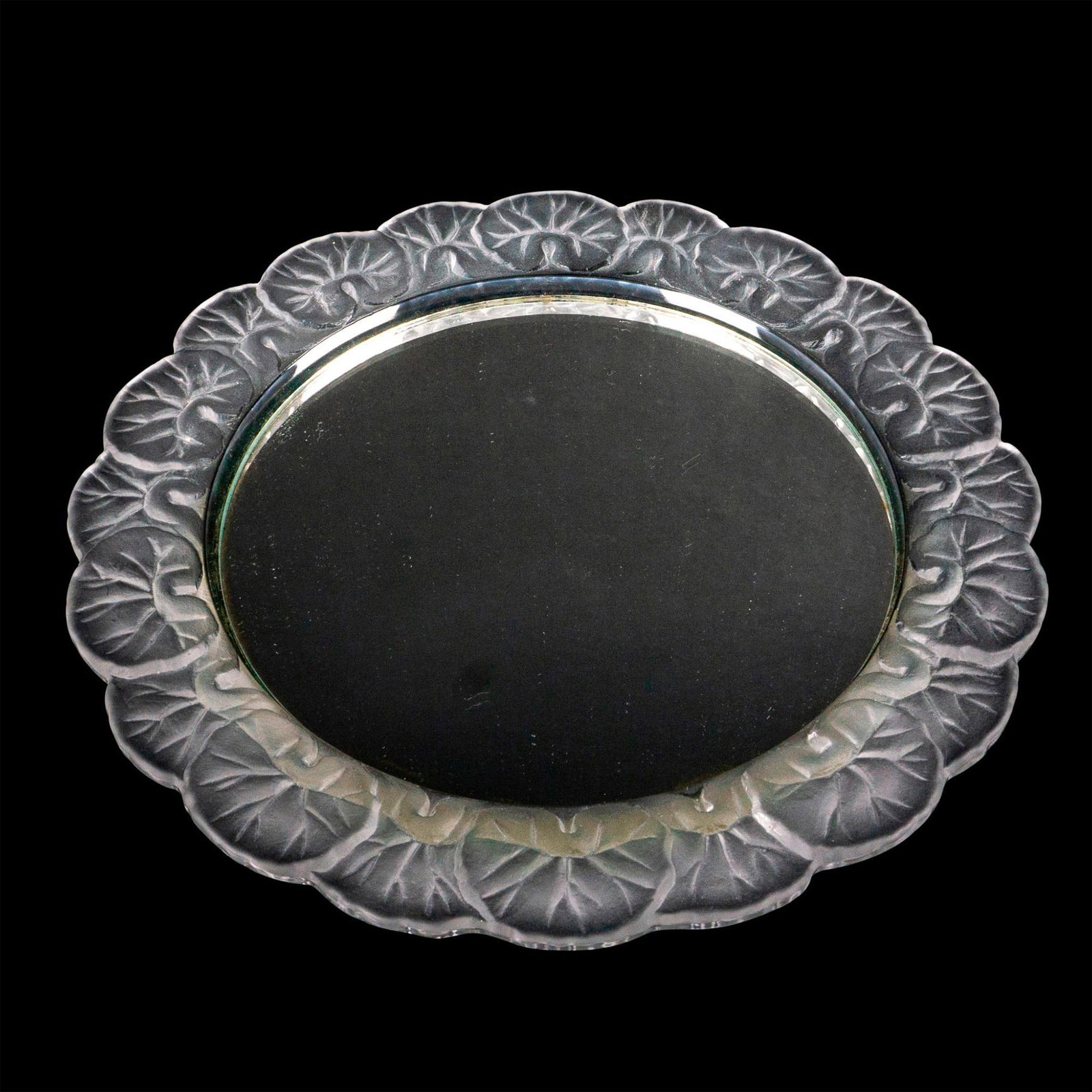 Lalique Crystal Vanity Mirrored Tray, Frosted Honfleur (1 of 2)