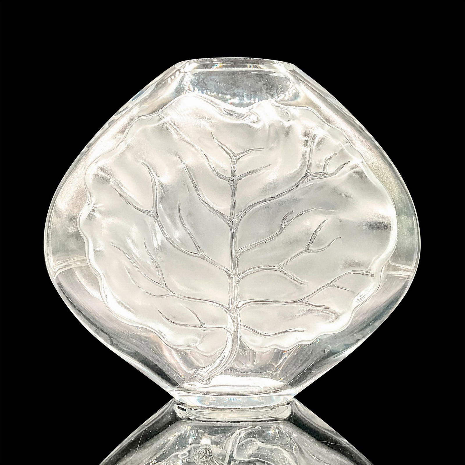 Lalique Crystal Vase with Frosted Leaf Pattern (1 of 3)