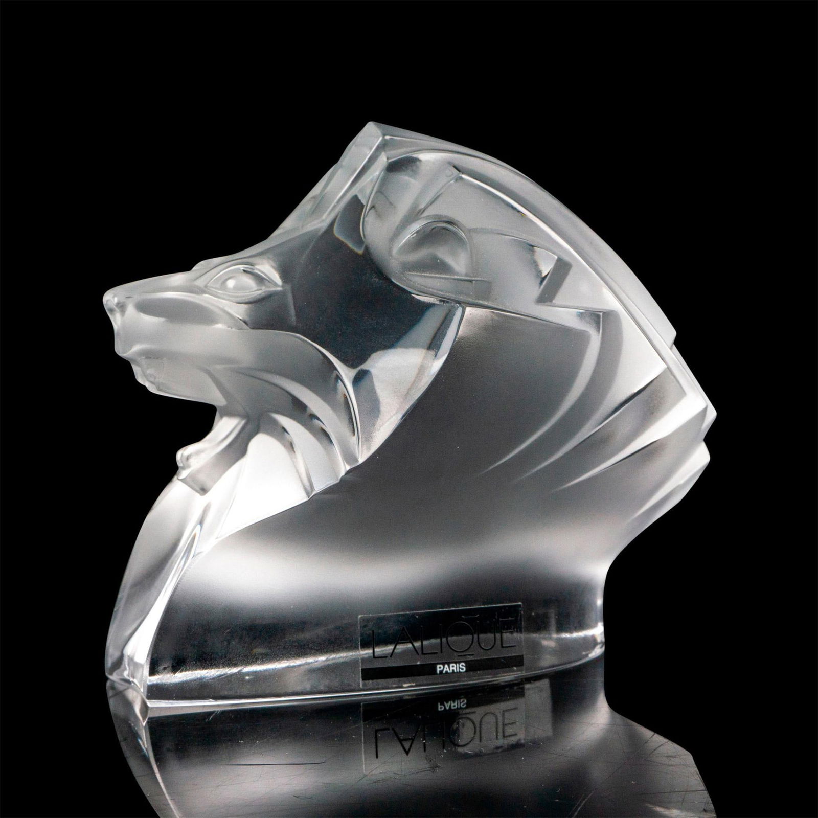 Lalique Crystal Paperweight, King Lion's Head (1 of 3)