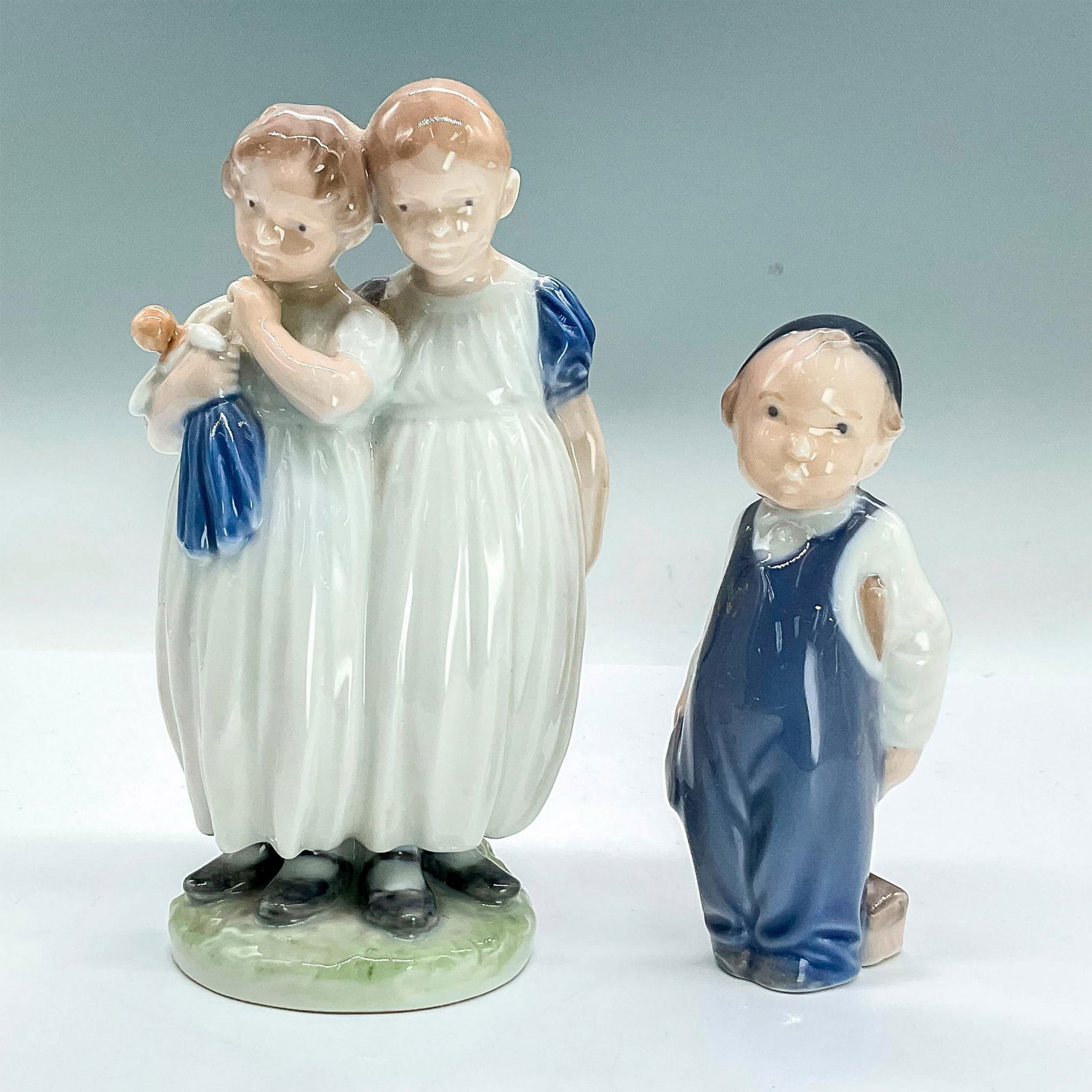 2pc Bing & Grondahl Figurines, Sisters 939, Boy w Broom 3250 (1 of 3)