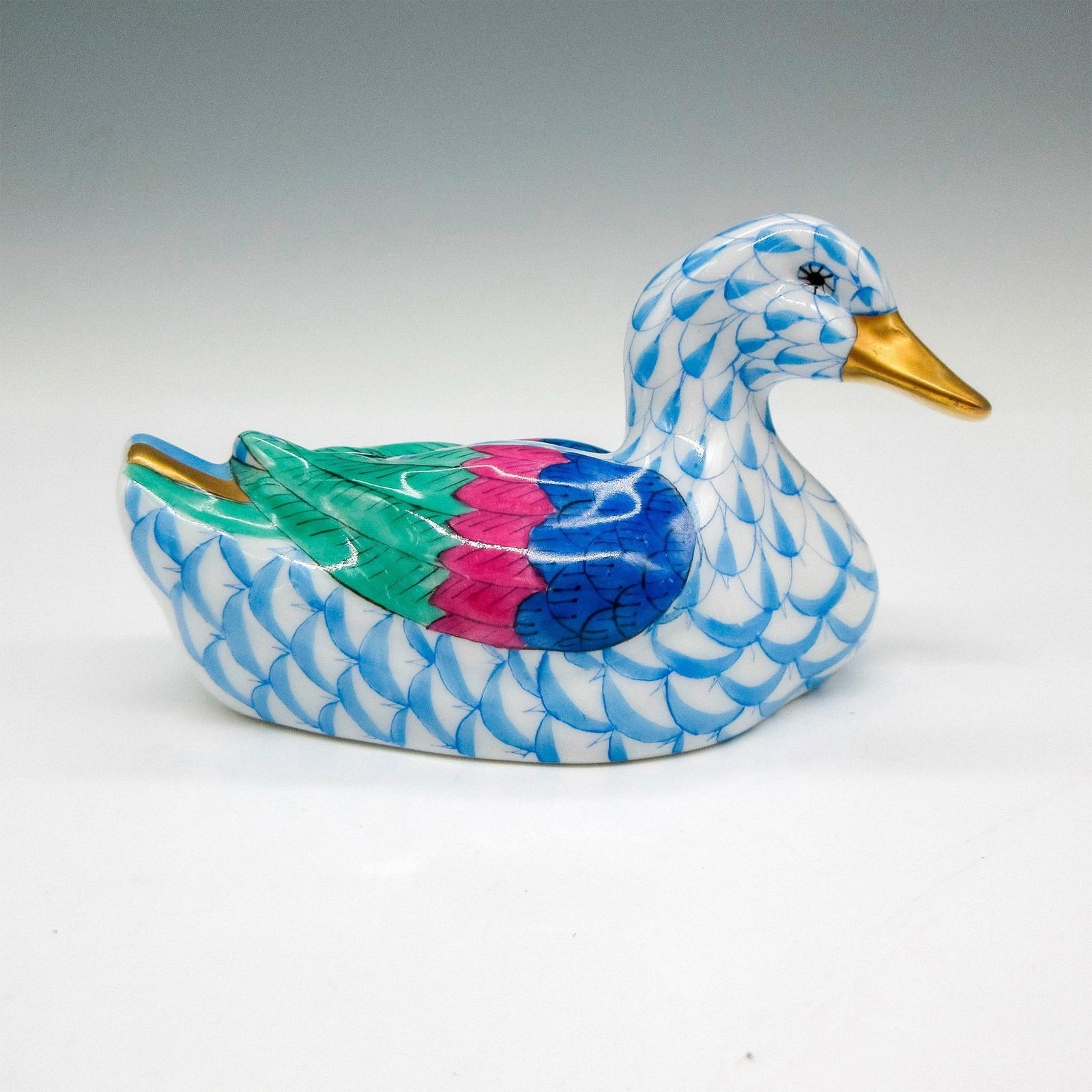 Herend Porcelain Figurine, Fishnet Duck (1 of 3)