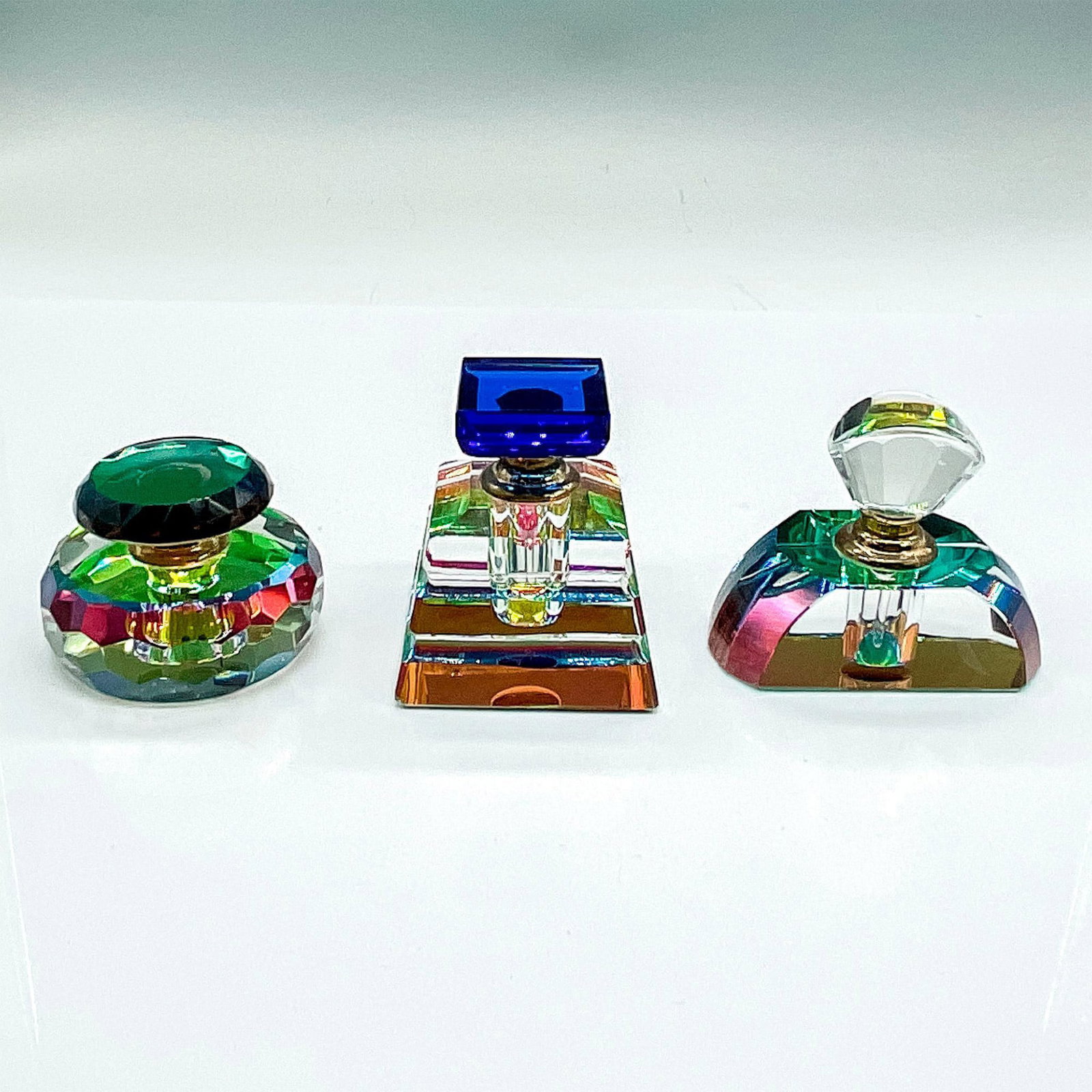 3pc Vintage Prism Glass Perfume Bottles (1 of 3)