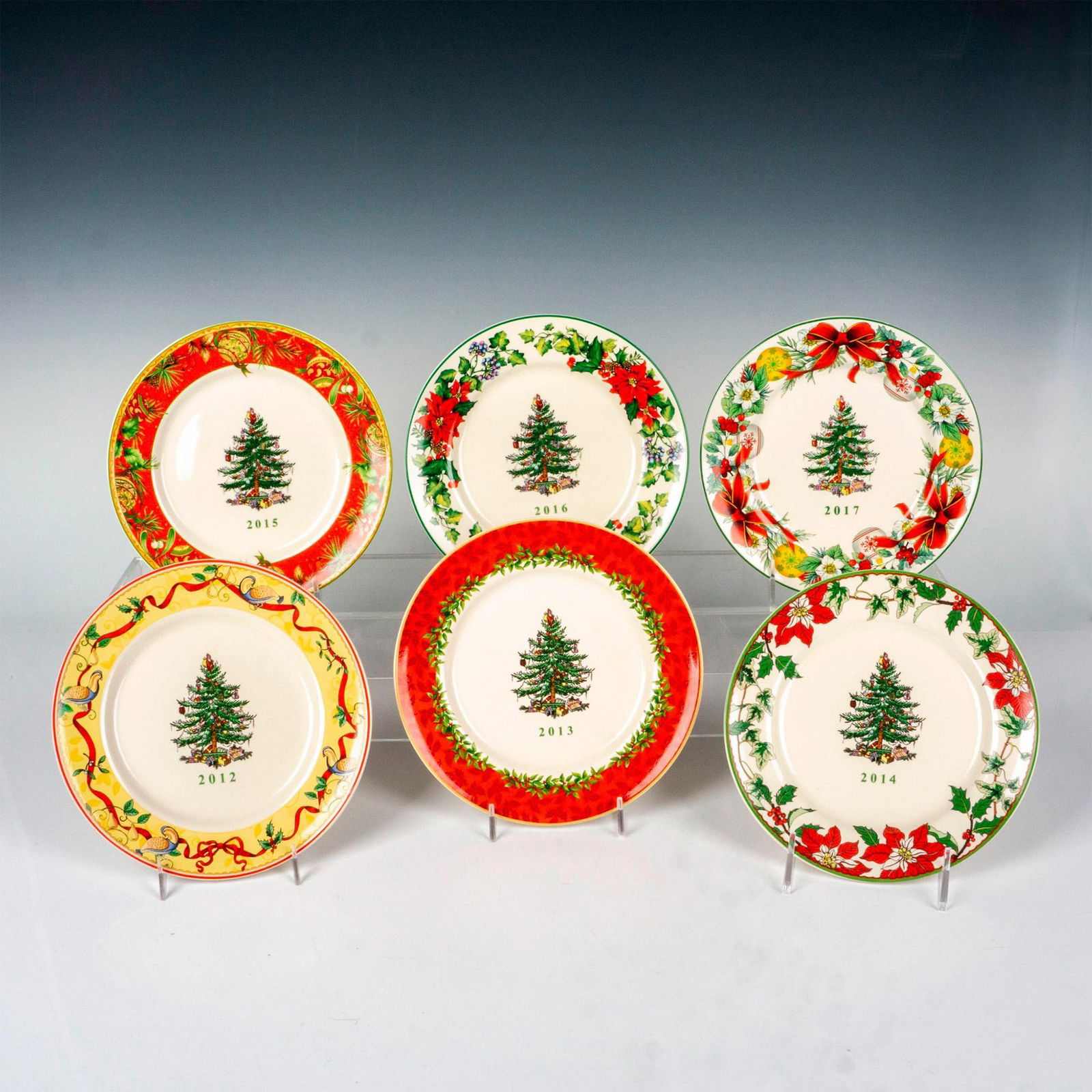 6pc Spode Porcelain Christmas Tree Year Plates, 2012 to 2017 (1 of 3)