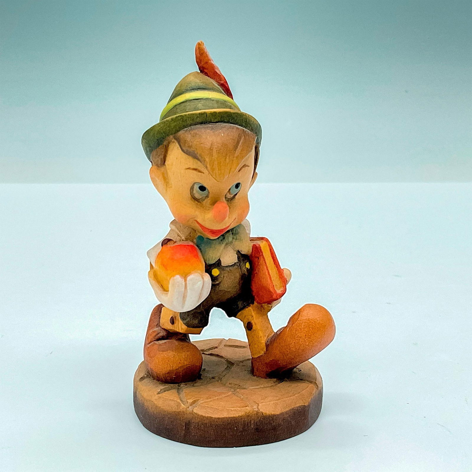 Anri Club Walt Disney Wood Figurine, Pinocchio with Apple (1 of 3)