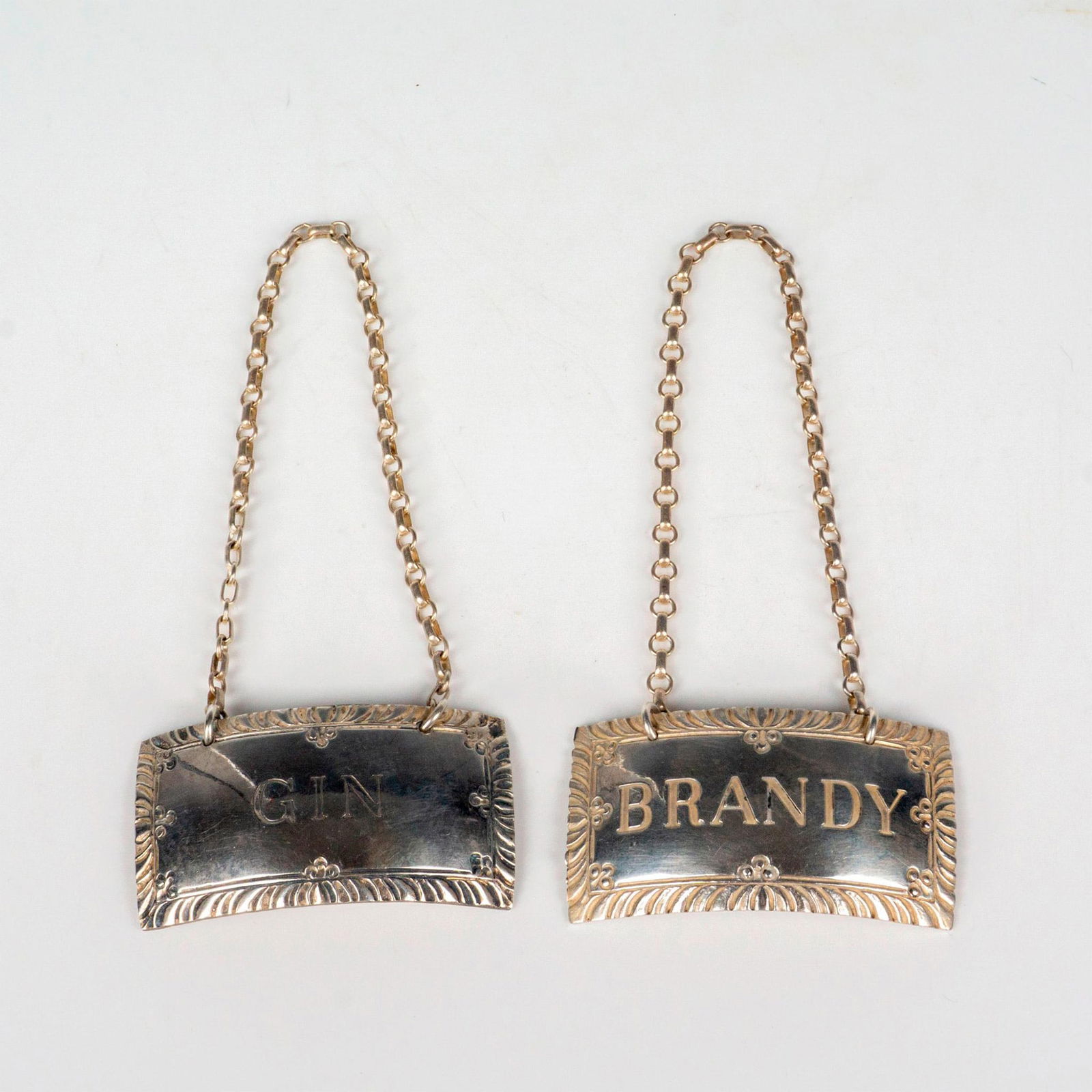 Pair of Sterling Stieff Silver, Liquor or Decanter Signs (1 of 2)