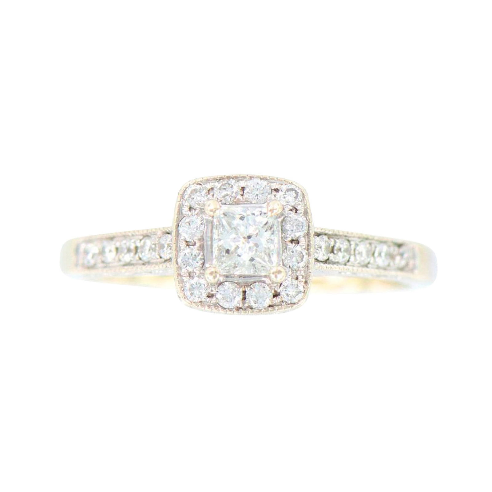 Princess Cut Diamond Halo Engagement Ring, 14K (1 of 5)
