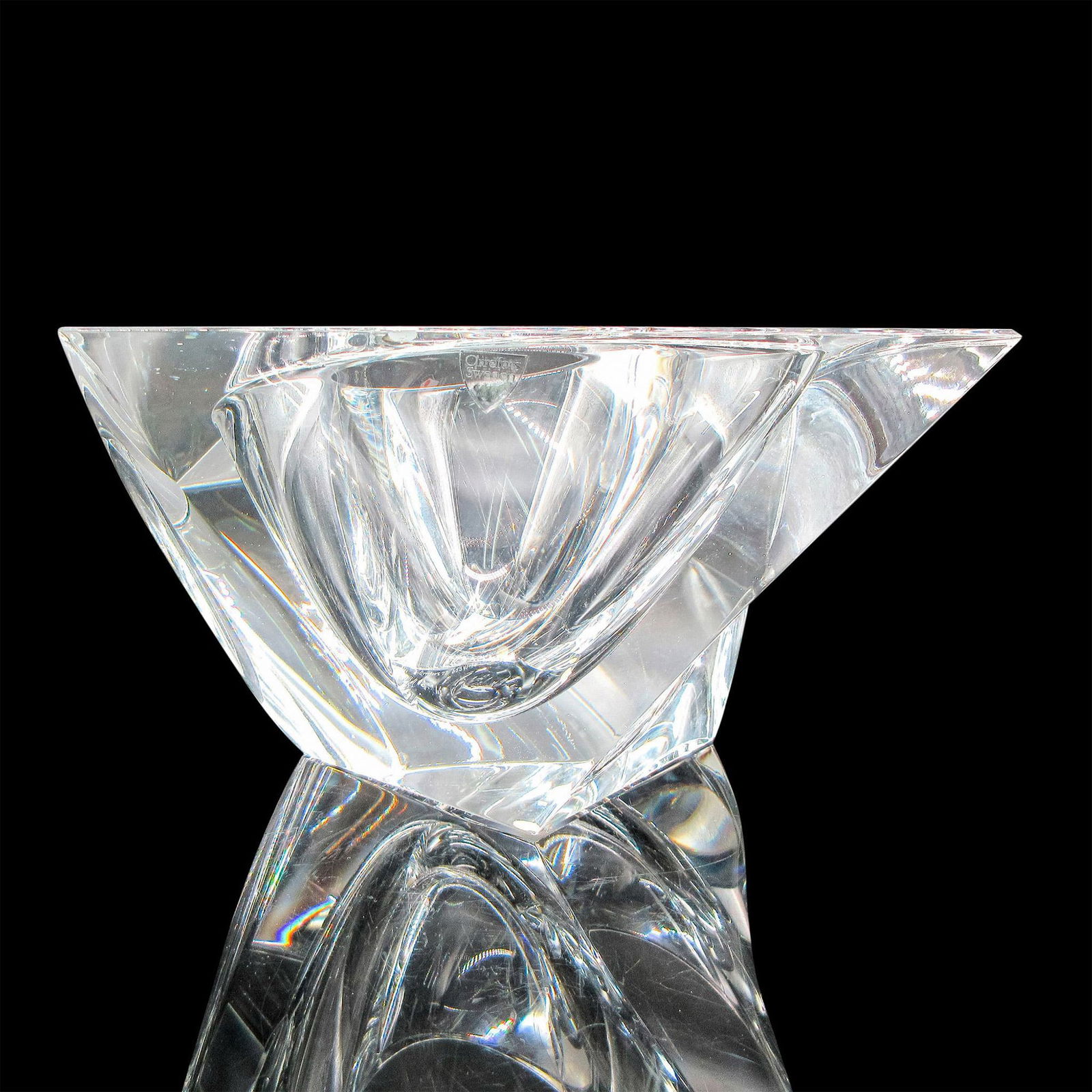 Orrefors Crystal Square Bowl, Tornado (1 of 3)