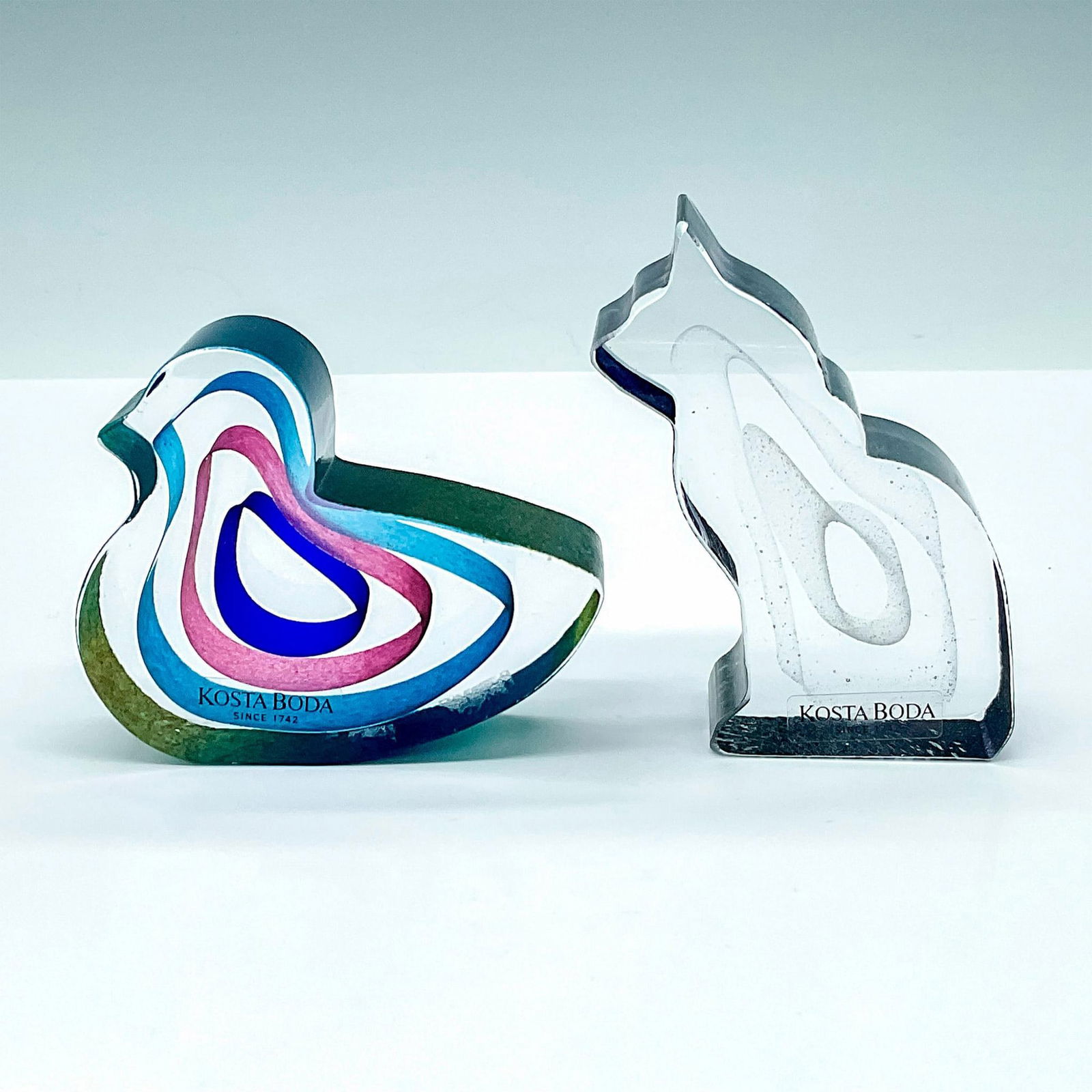 Pair of Kosta Boda Mini Sculptures Cat Duck Bertil Vallien (1 of 3)